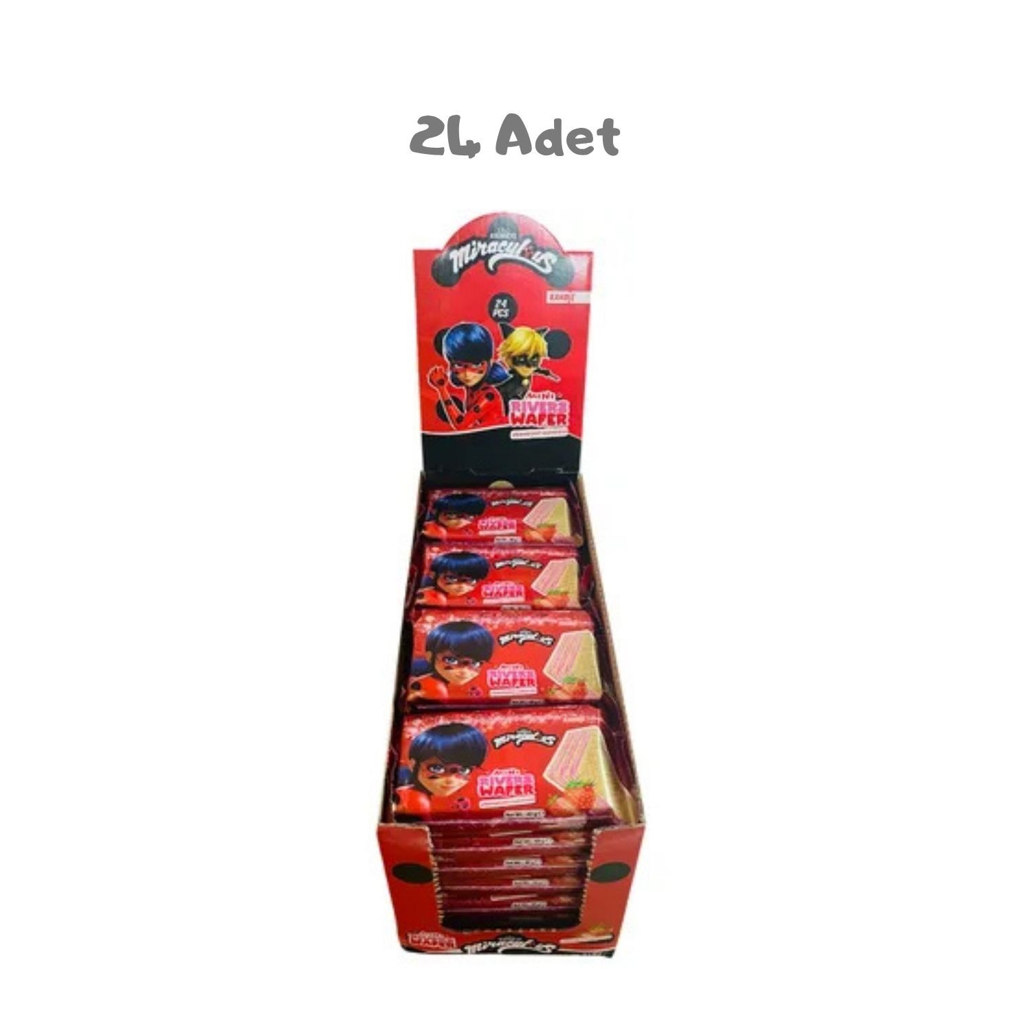 Riverz Wafer Strawberry Miraculous 40 Gr. 24 Adet