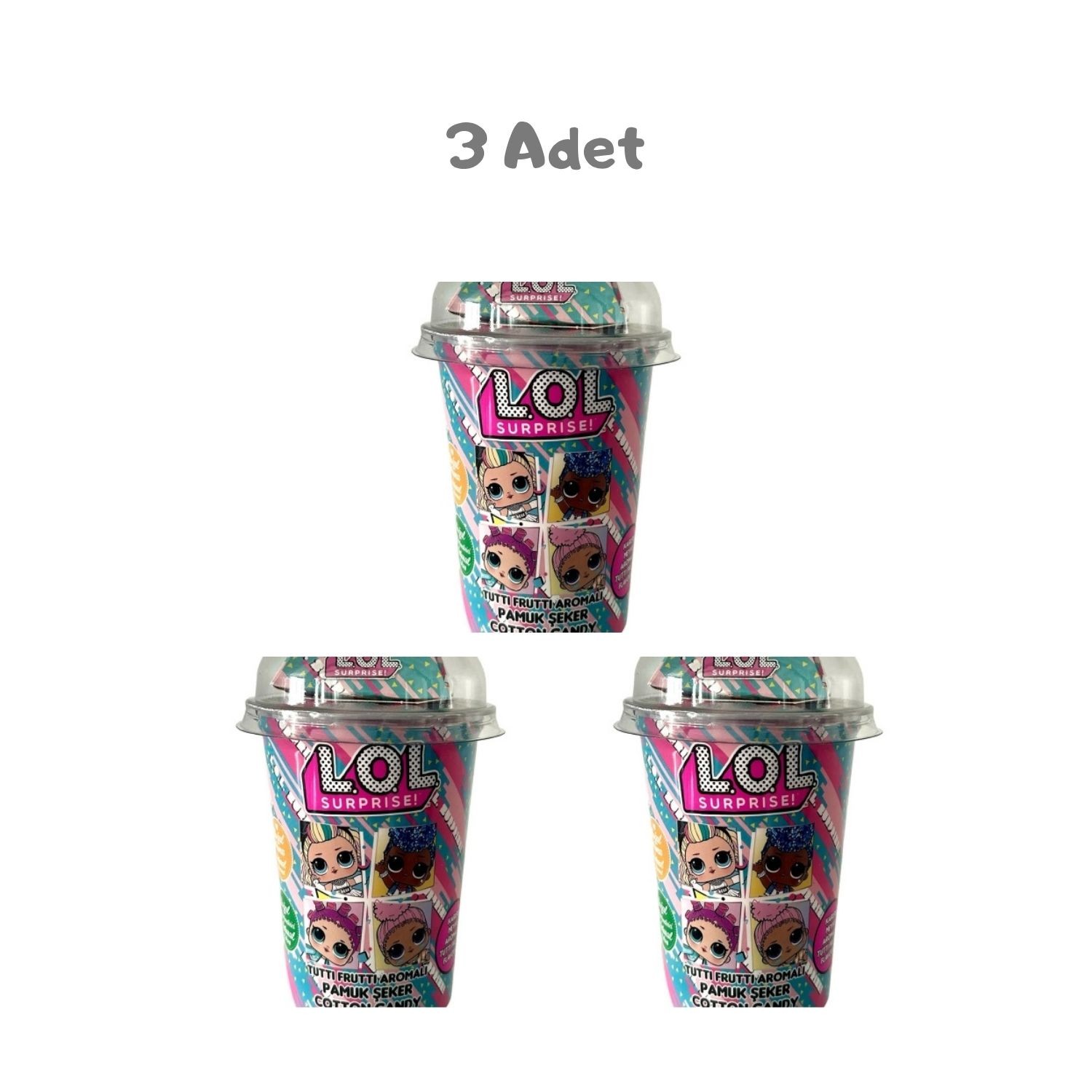 LOL Pamuk Şeker Tutti Frutti Aromalı (20 Gr) 3 Adet
