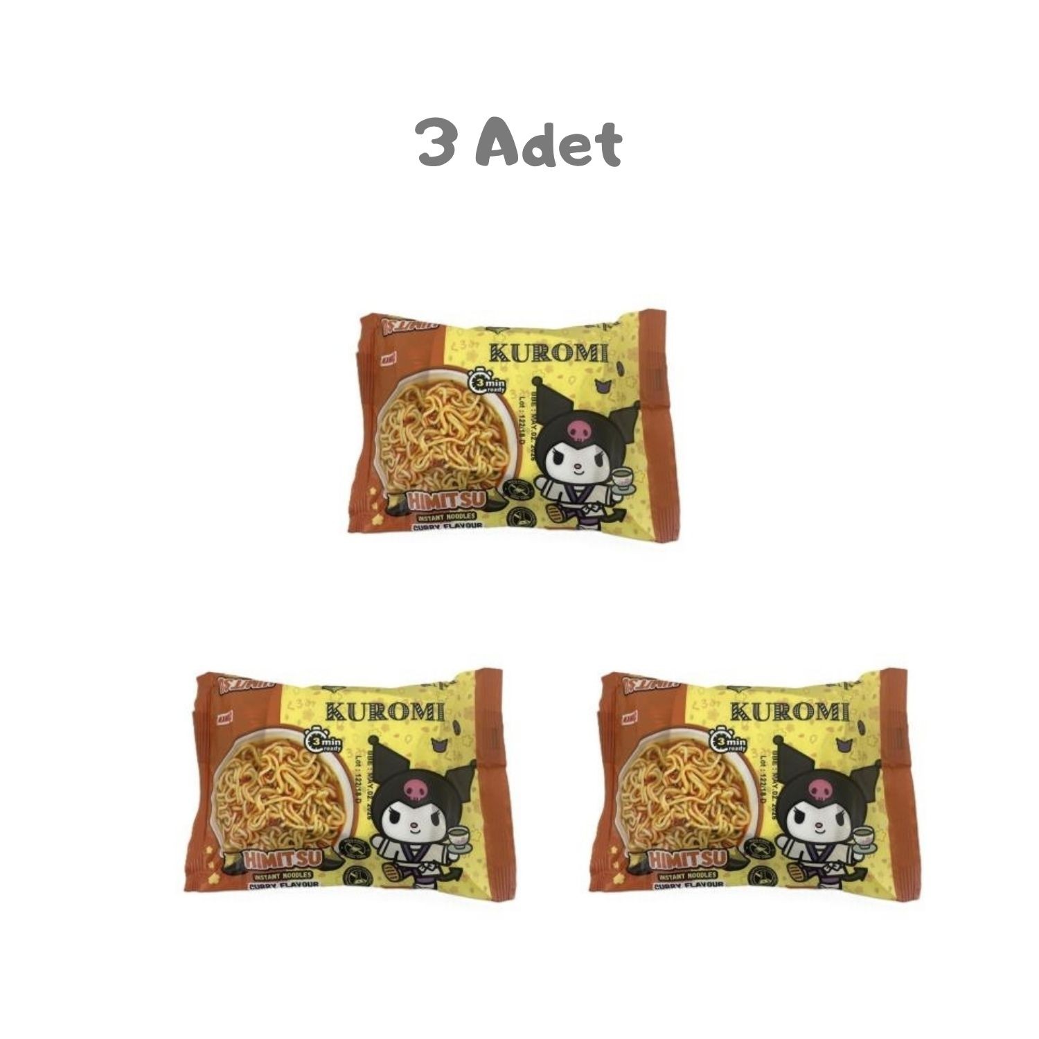 Himitsu Kuromi Noodle Bag Curry 75g 3 Adet