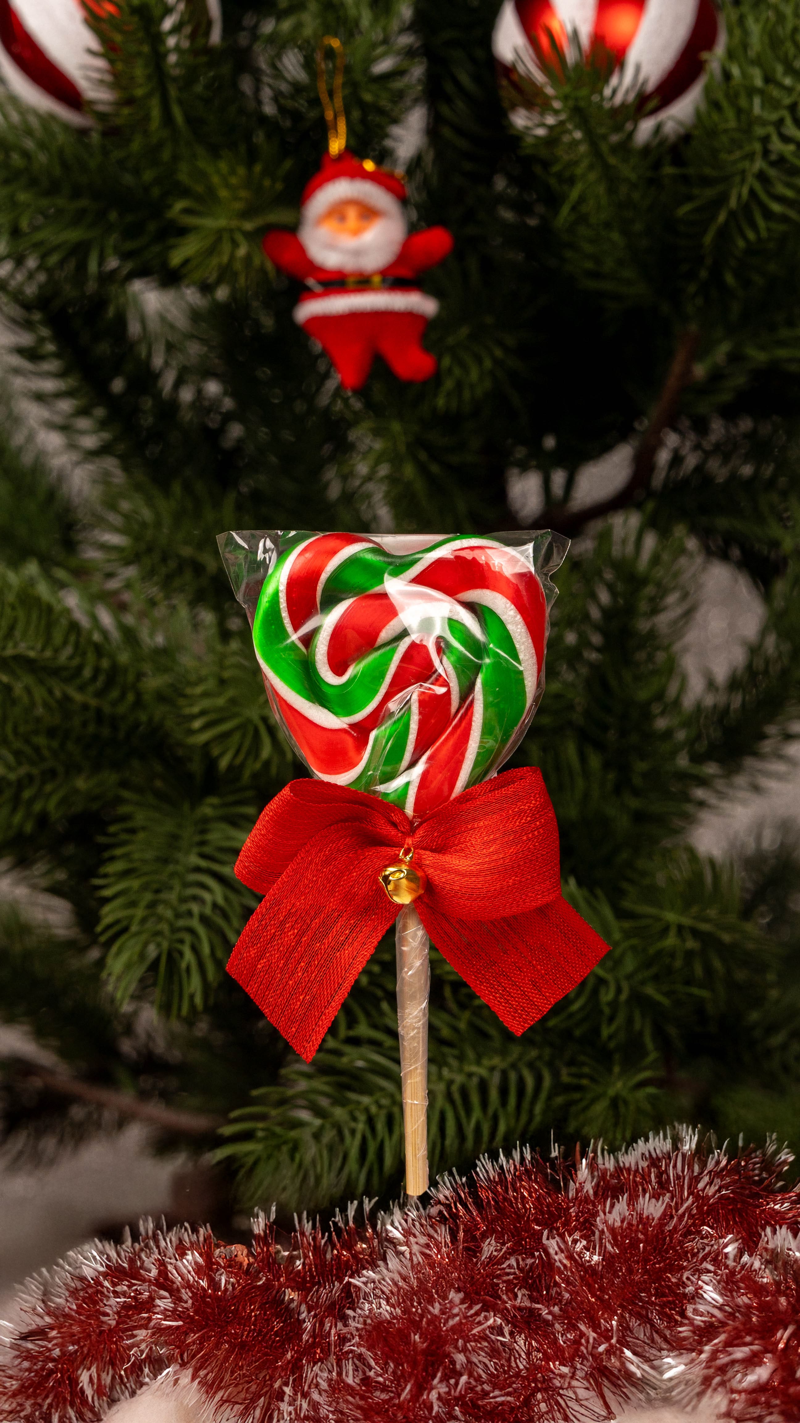 CandyZoo Kalp-Daire Lolipop Yılbaşı Süslü Şeker 40-45 Gr. 1 Adet