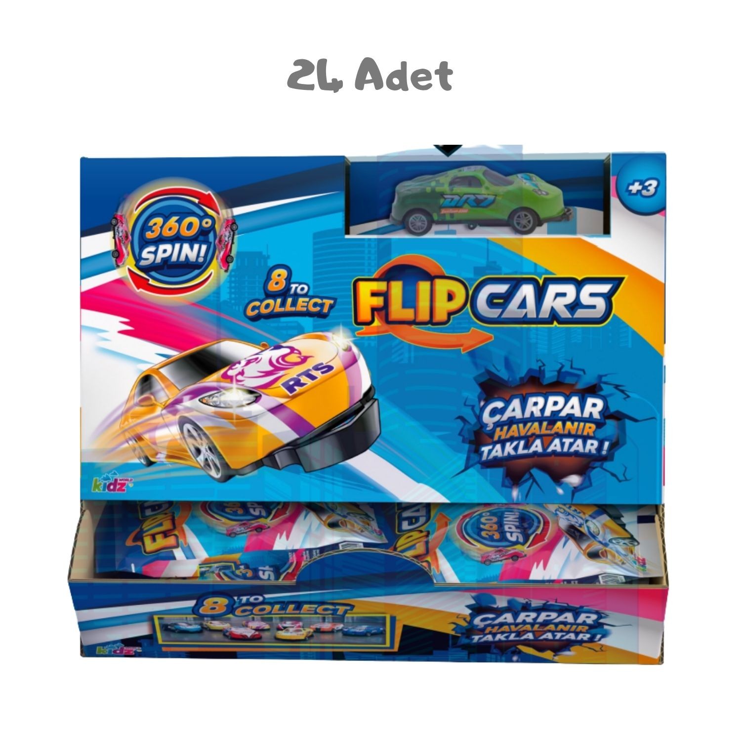 Kidz World Flip Cars - 24 Adet