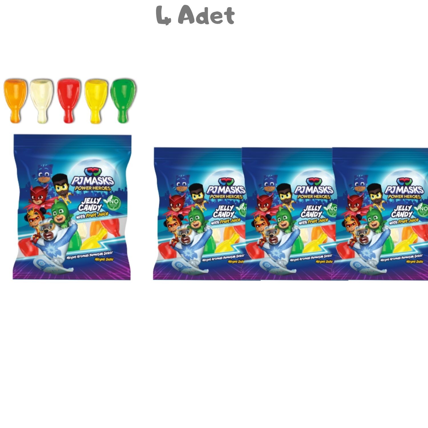 PJ Masks Şampiyon Kupası Meyve Aromalı Yumuşak Şeker 20 Gr. 4 Adet