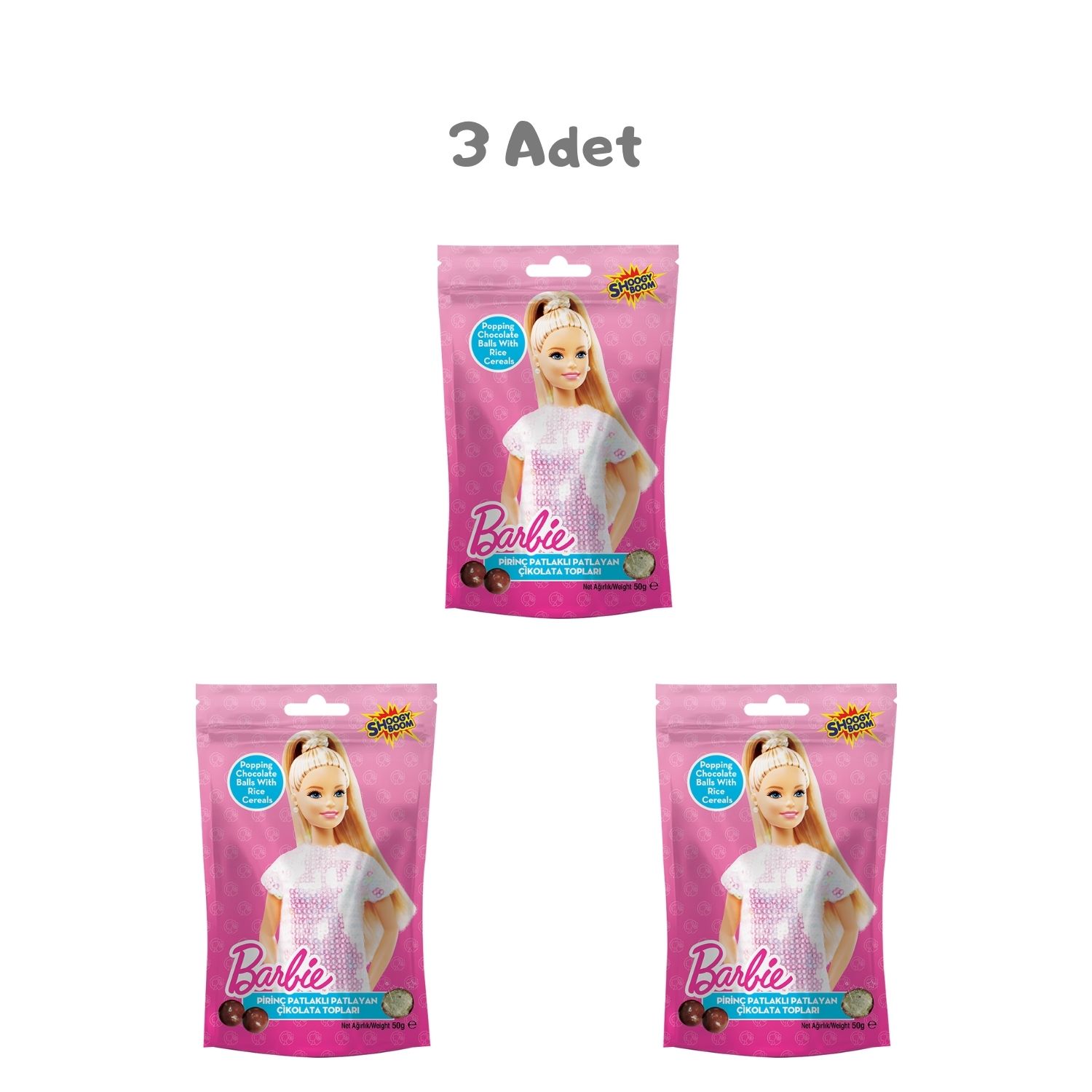 Barbie Pirinç Patlaklı Patlayan Çikolata Topları 50g 3 Adet