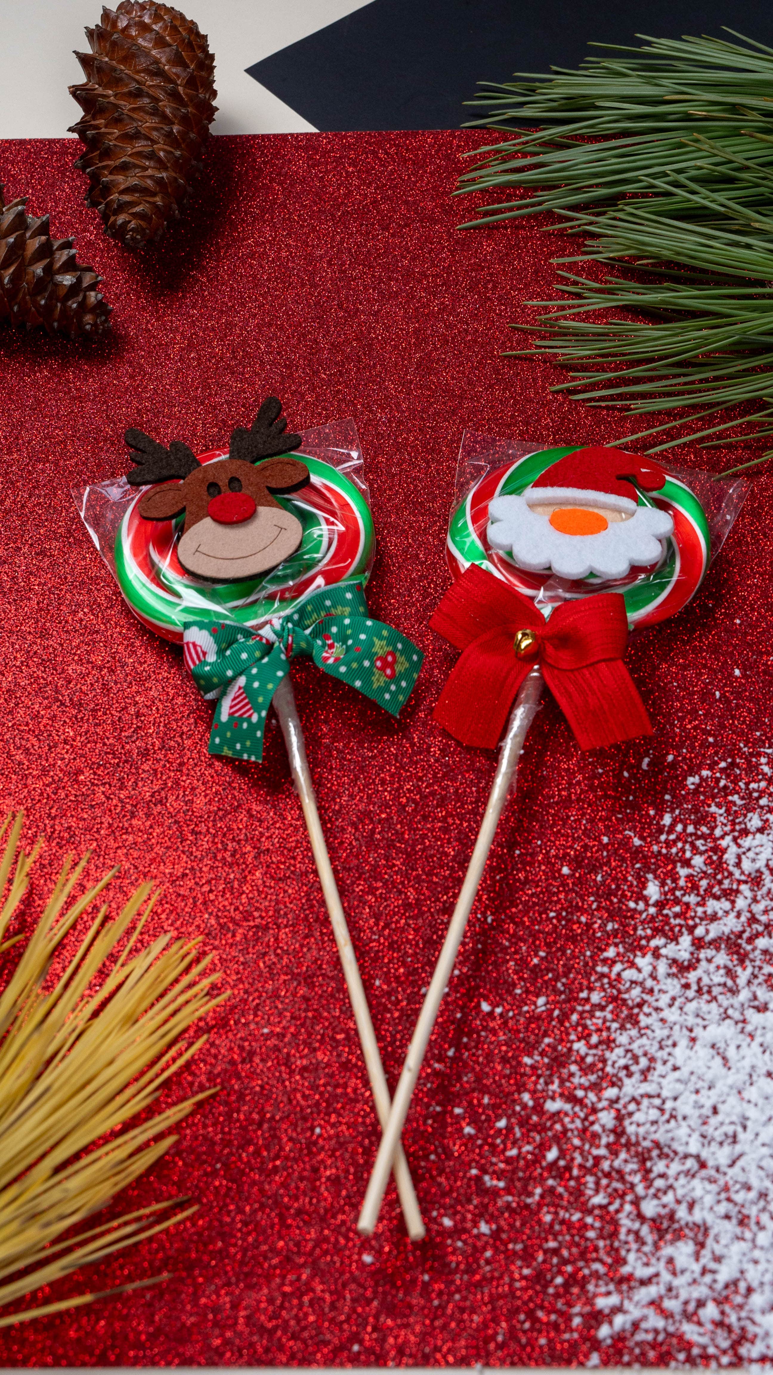 CandyZoo Yuvarlak Büyük Lolipop Yılbaşı Süslü Figürlü Şeker 60-70 Gr. 1 Adet