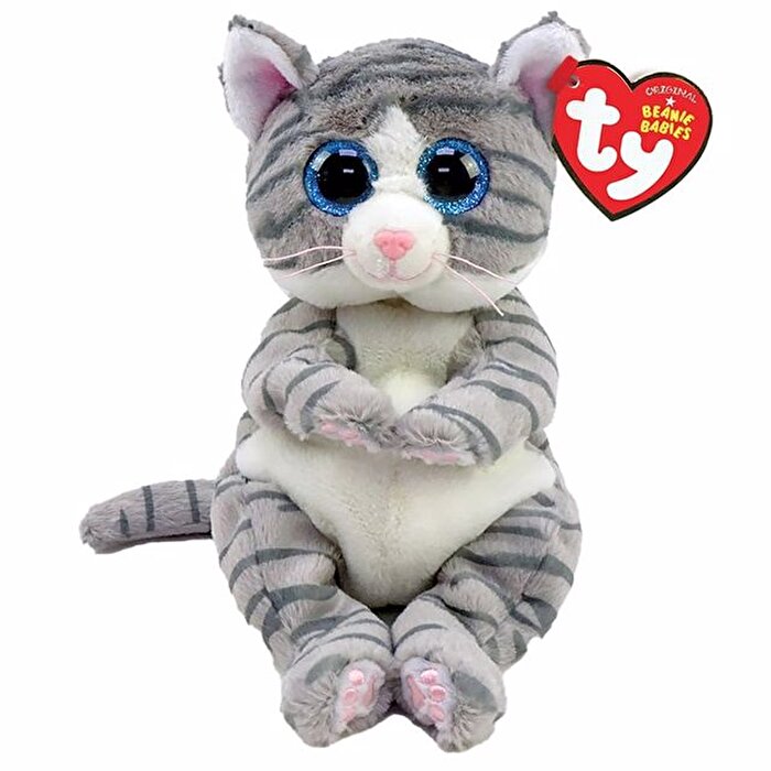 TY Beanie Babies Mitzi - Gri Tekir Kedi Peluş Oyuncak 20 cm