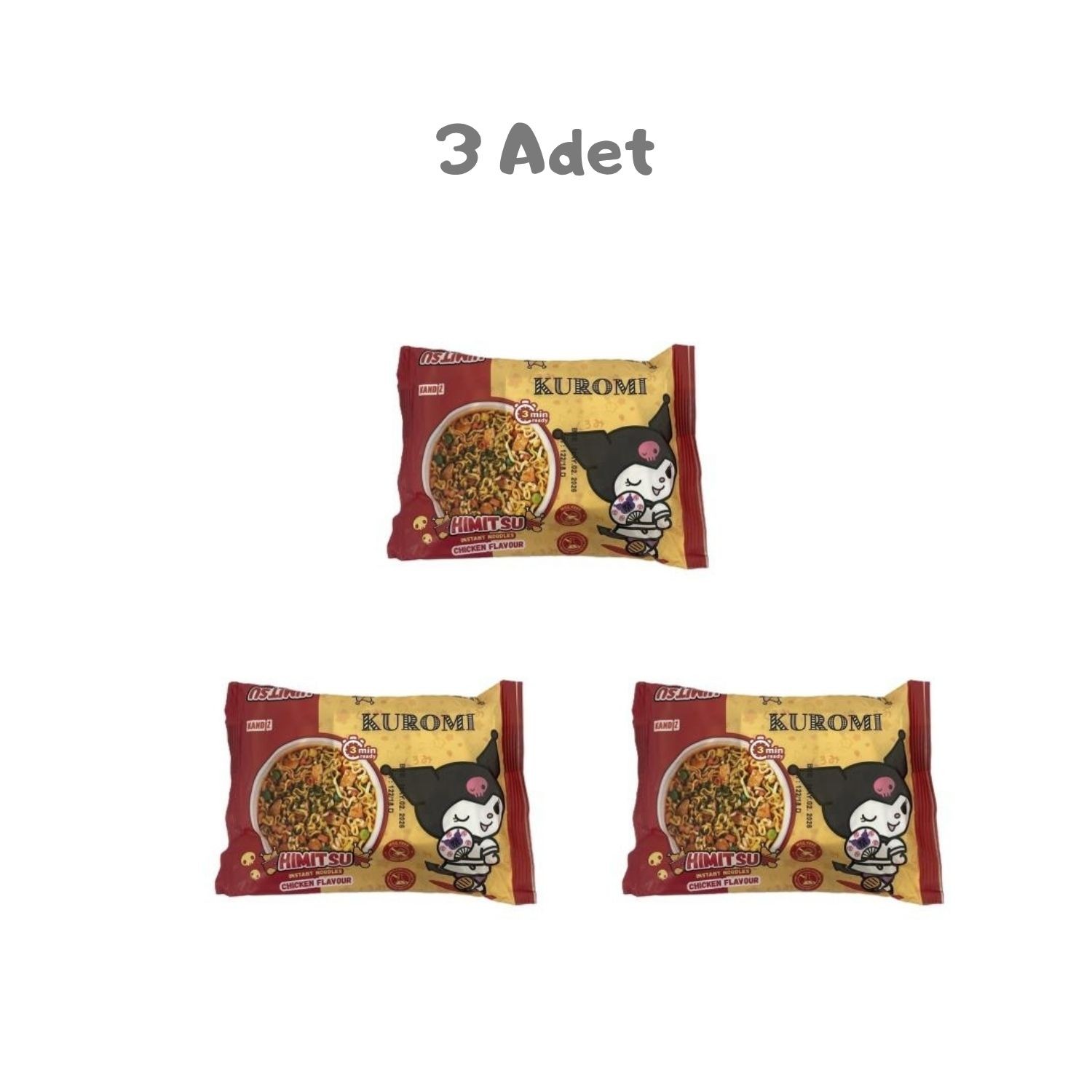 Himitsu Kuromi Noodle Bag Chicken 75g 3 Adet