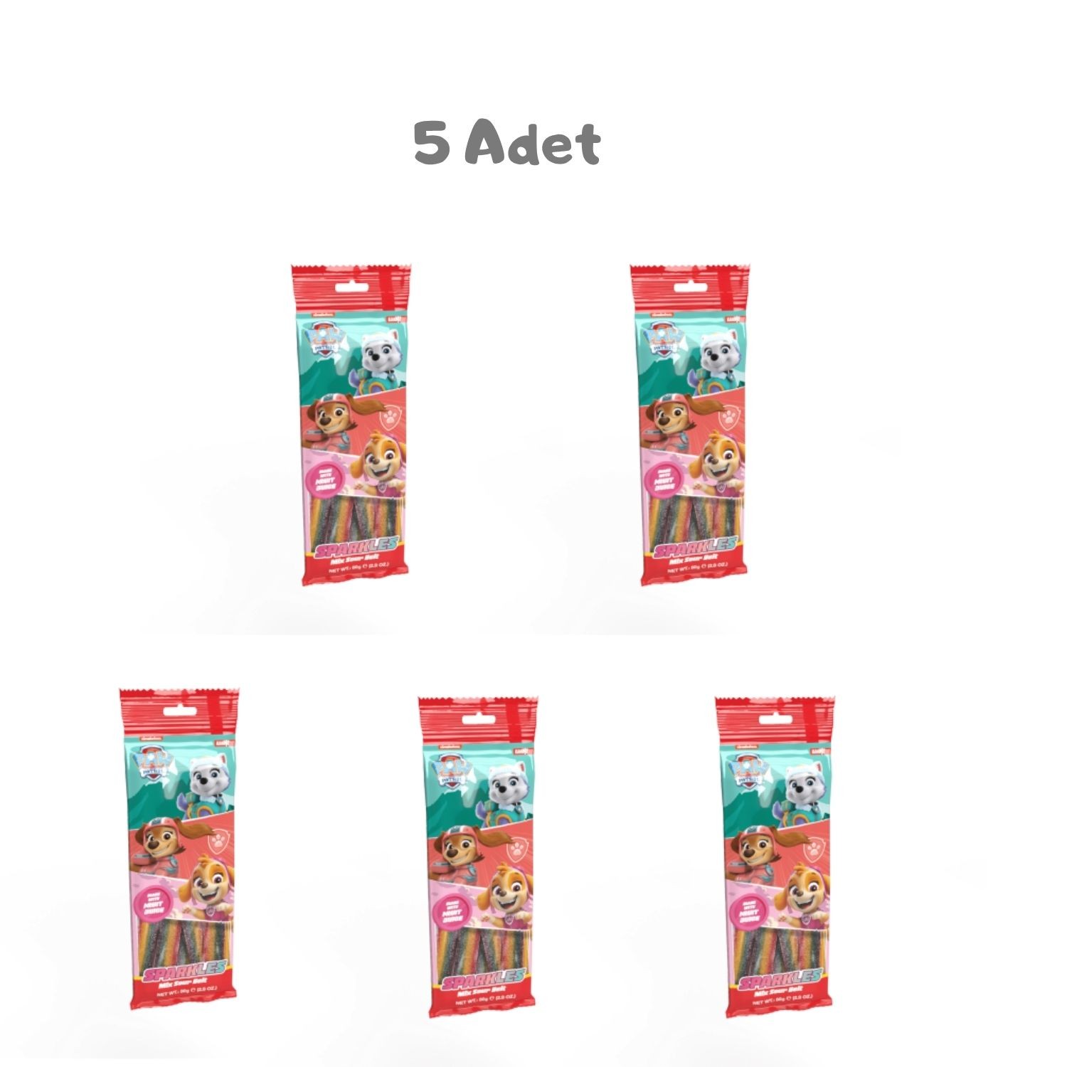 Nickelodeon Paw Petrol Sparkles Sour Belt Yumuşak Şeker (80 Gr) 5 Adet