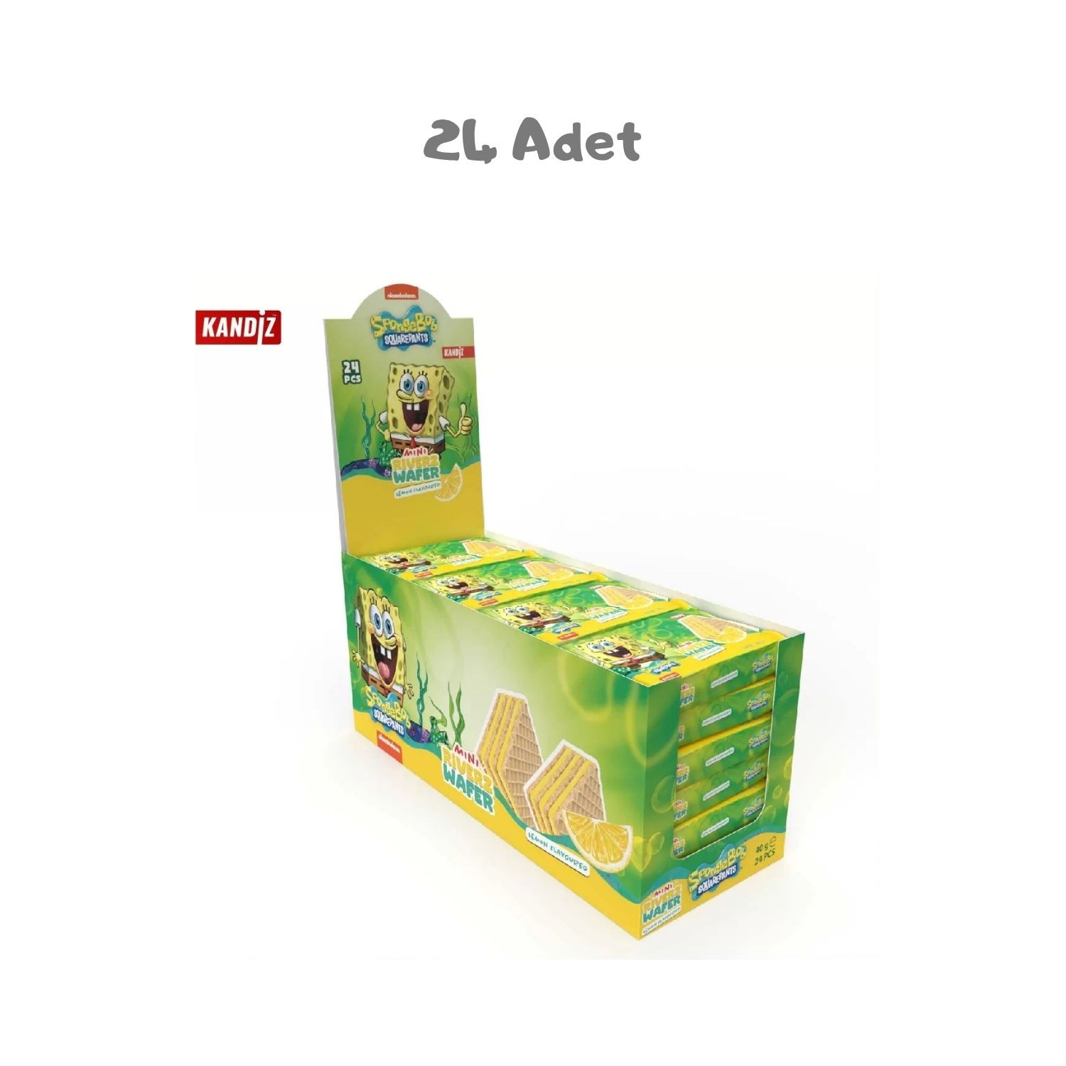 Riverz Wafer Lemon Sponge Bob 40 Gr. 24 Adet