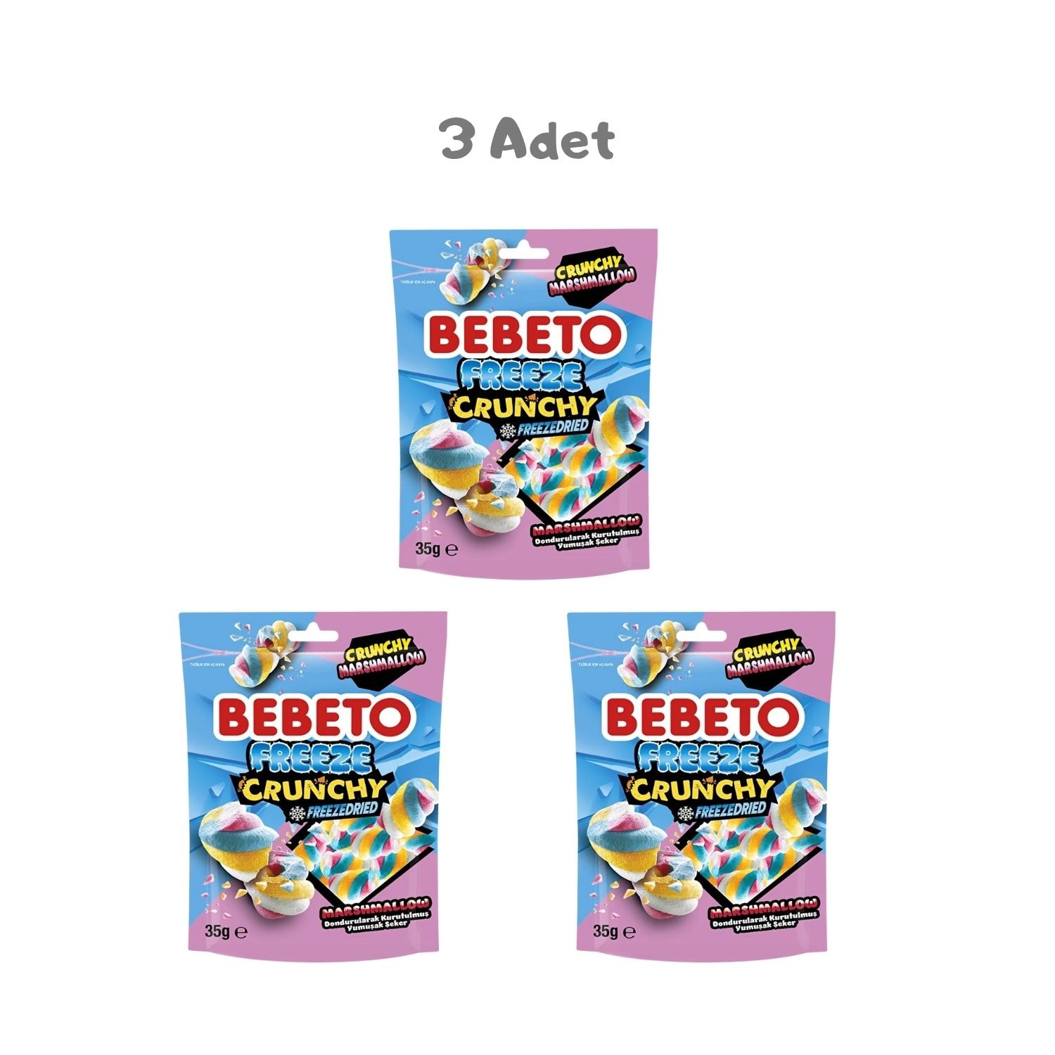 Bebeto Freeze Crunchy Marshmallow 35g 3 Adet