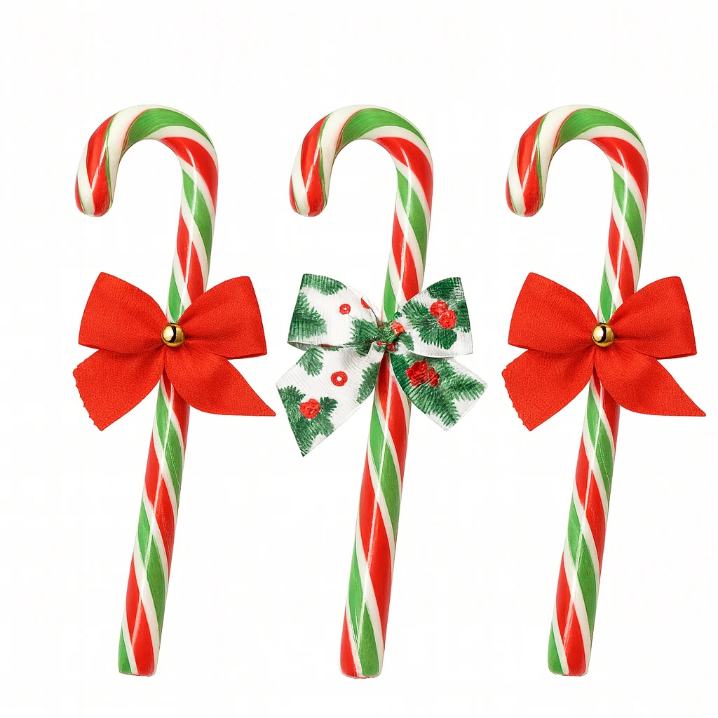 CandyZoo Süslü Yılbaşı Baston Şeker 40-45 Gr. 3 Adet