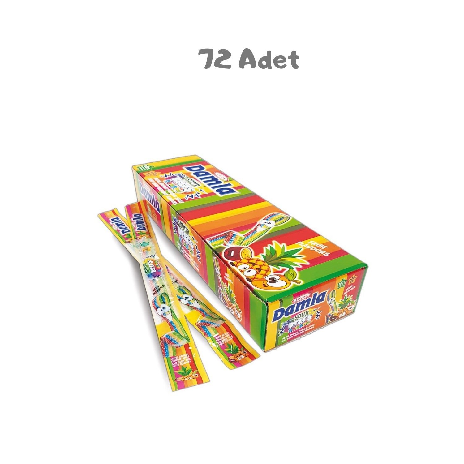 Damla Sour Belts Rainbow 15 gr 72 Adet
