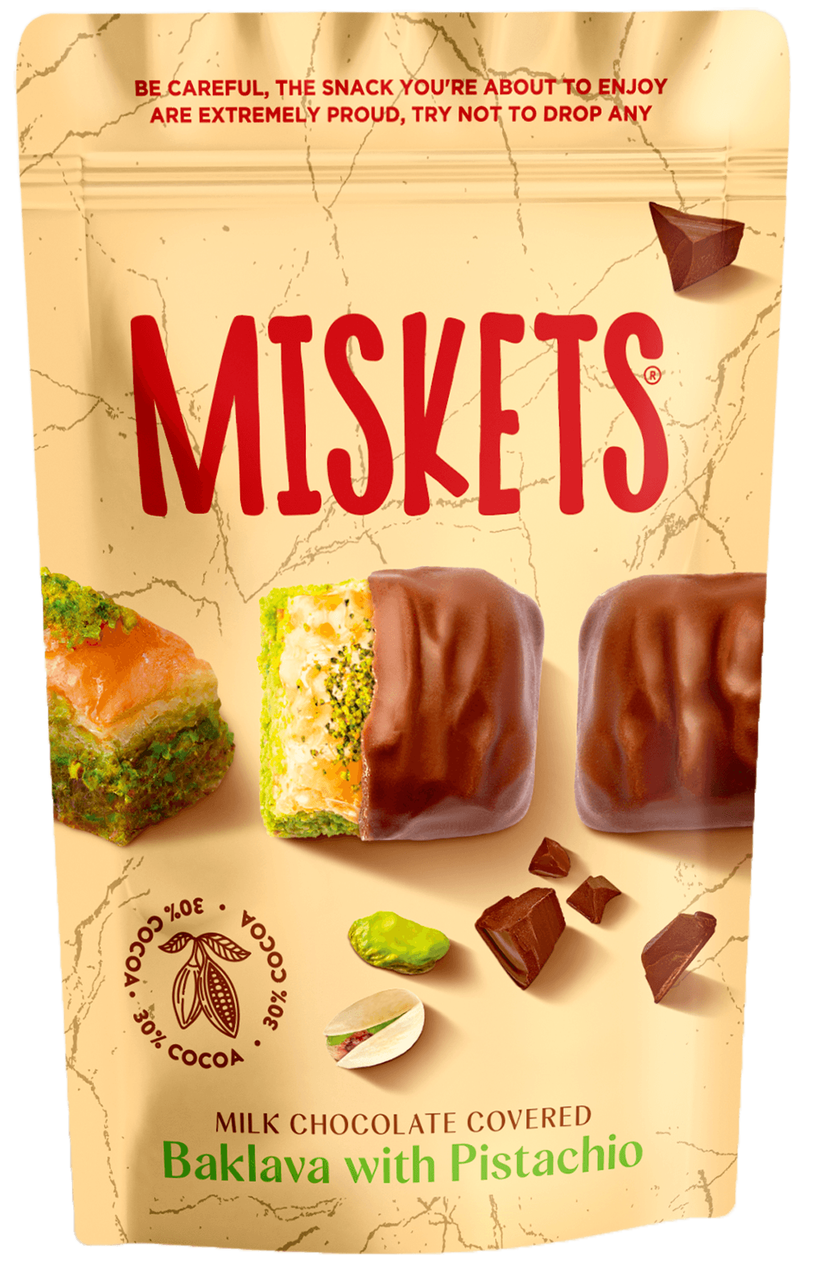 Miskets Sütlü Çikolata Kaplamalı Fıstıklı Baklava (80 Gr.)