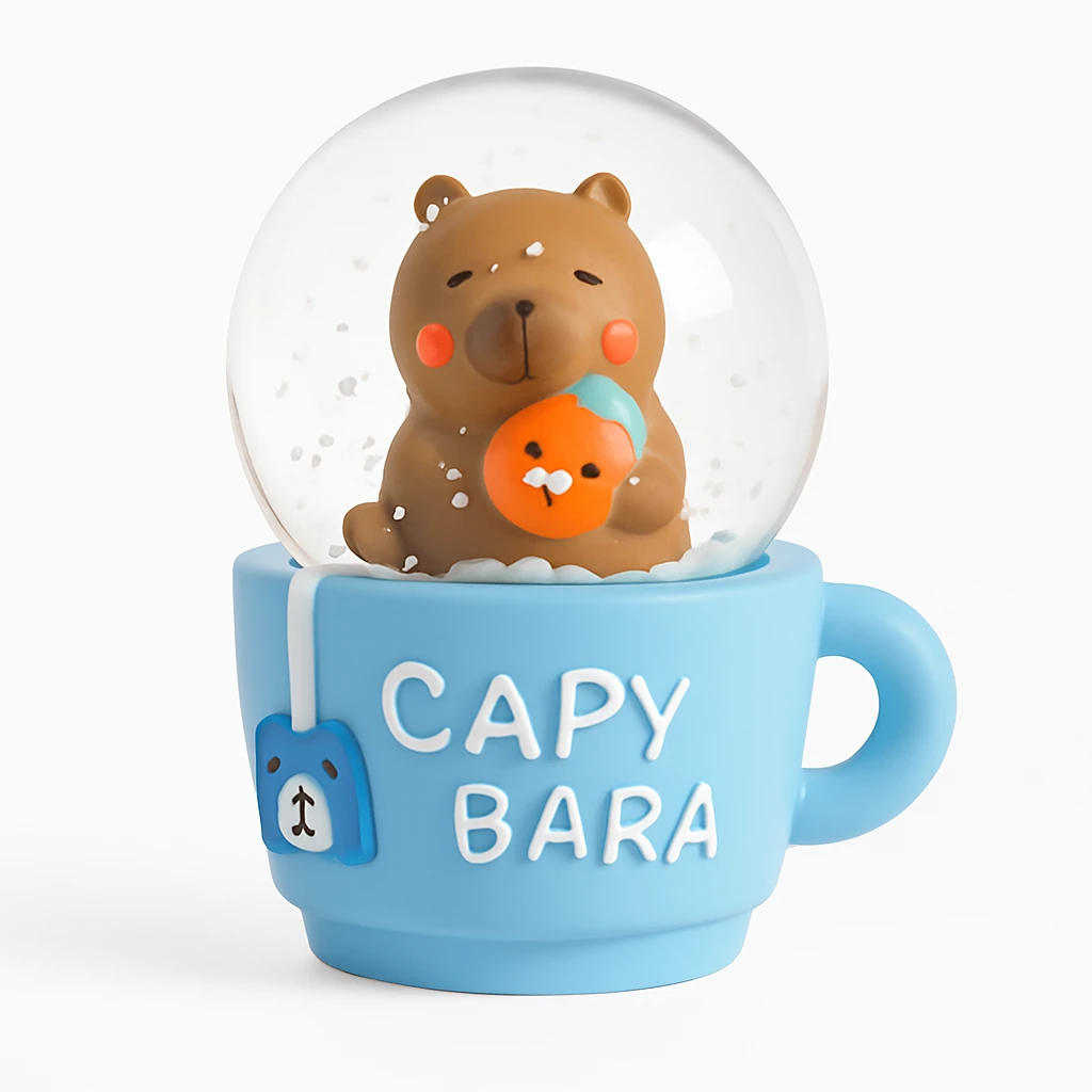 Taros Küçük Boy Capybara Fincan Işıklı Kar Küresi (9371) 1 Adet