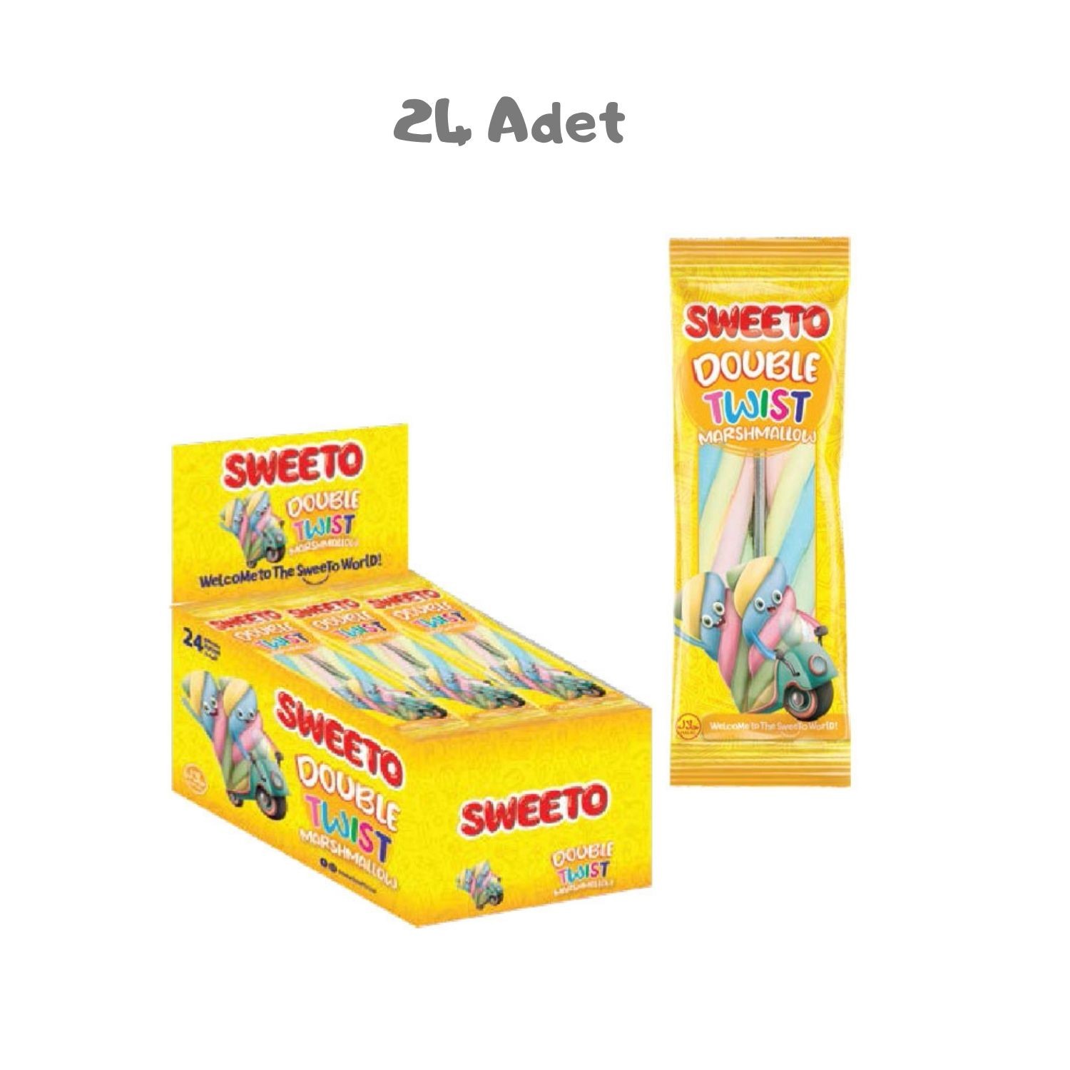 Sweeto Double Twist Marshmallow 23 Gr. 24 Adet