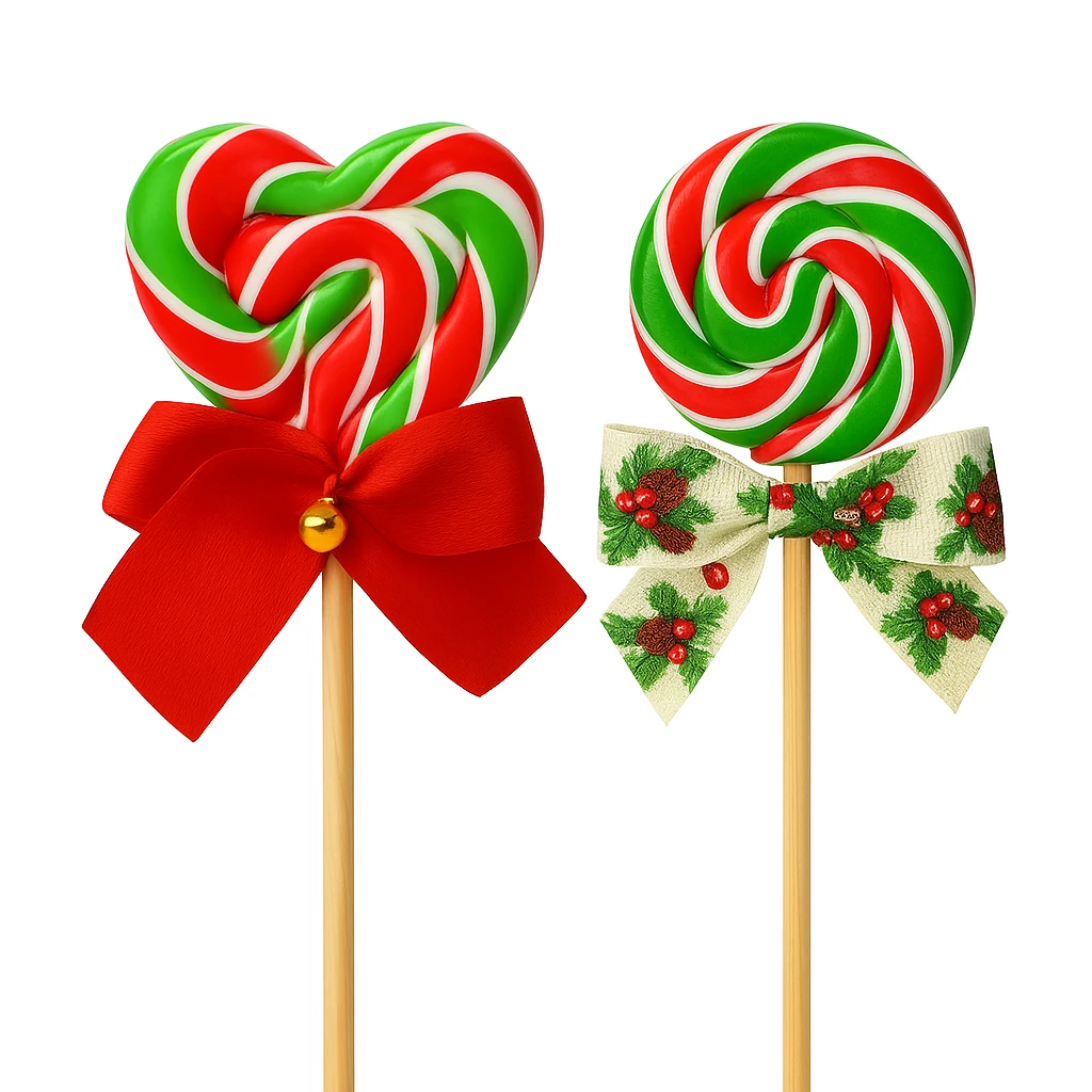 CandyZoo Kalp-Daire Lolipop Yılbaşı Süslü Şeker 40-45 Gr. 2 Adet