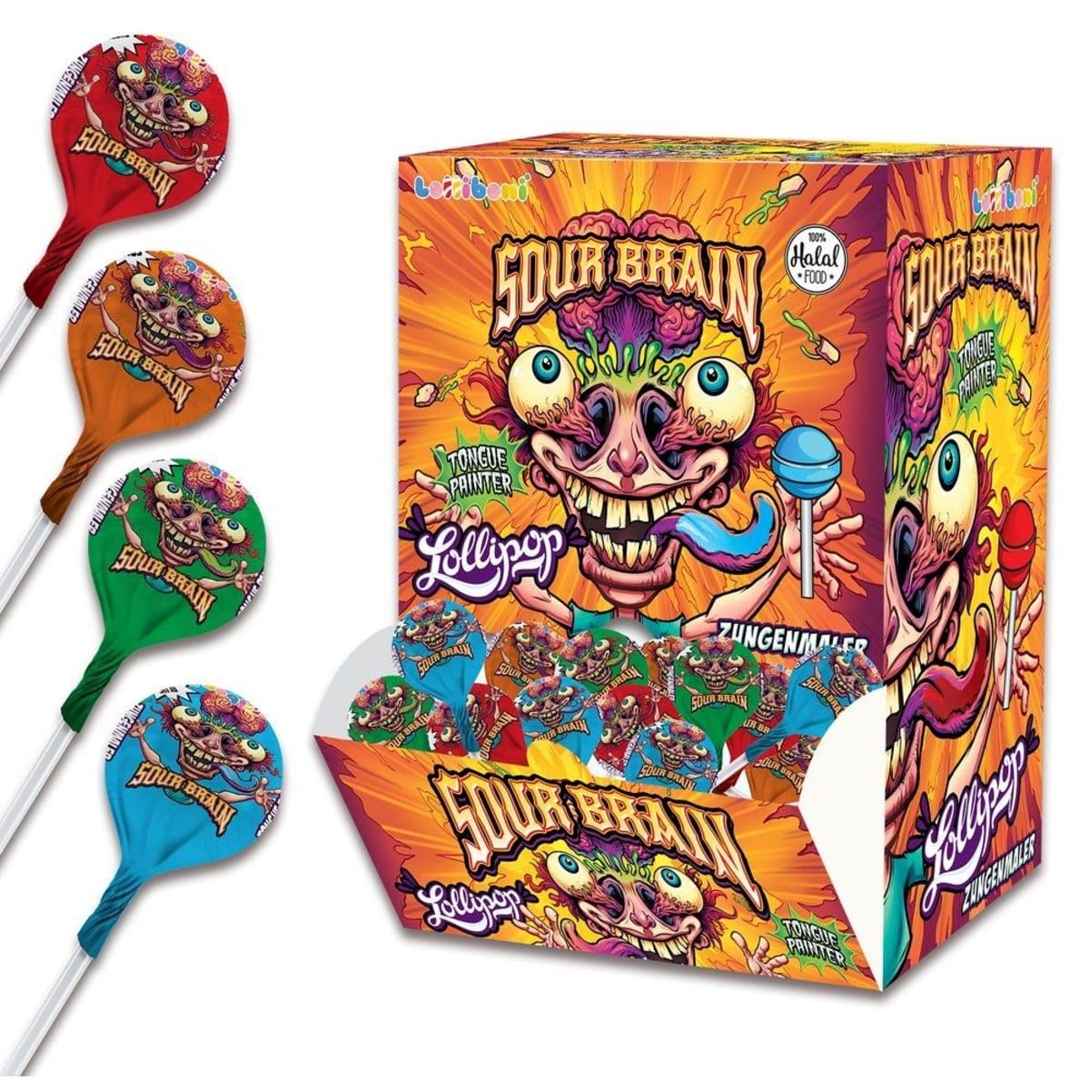 Loliboni Sour Brain Lolipop With Gum 16 Gr. 1 Adet