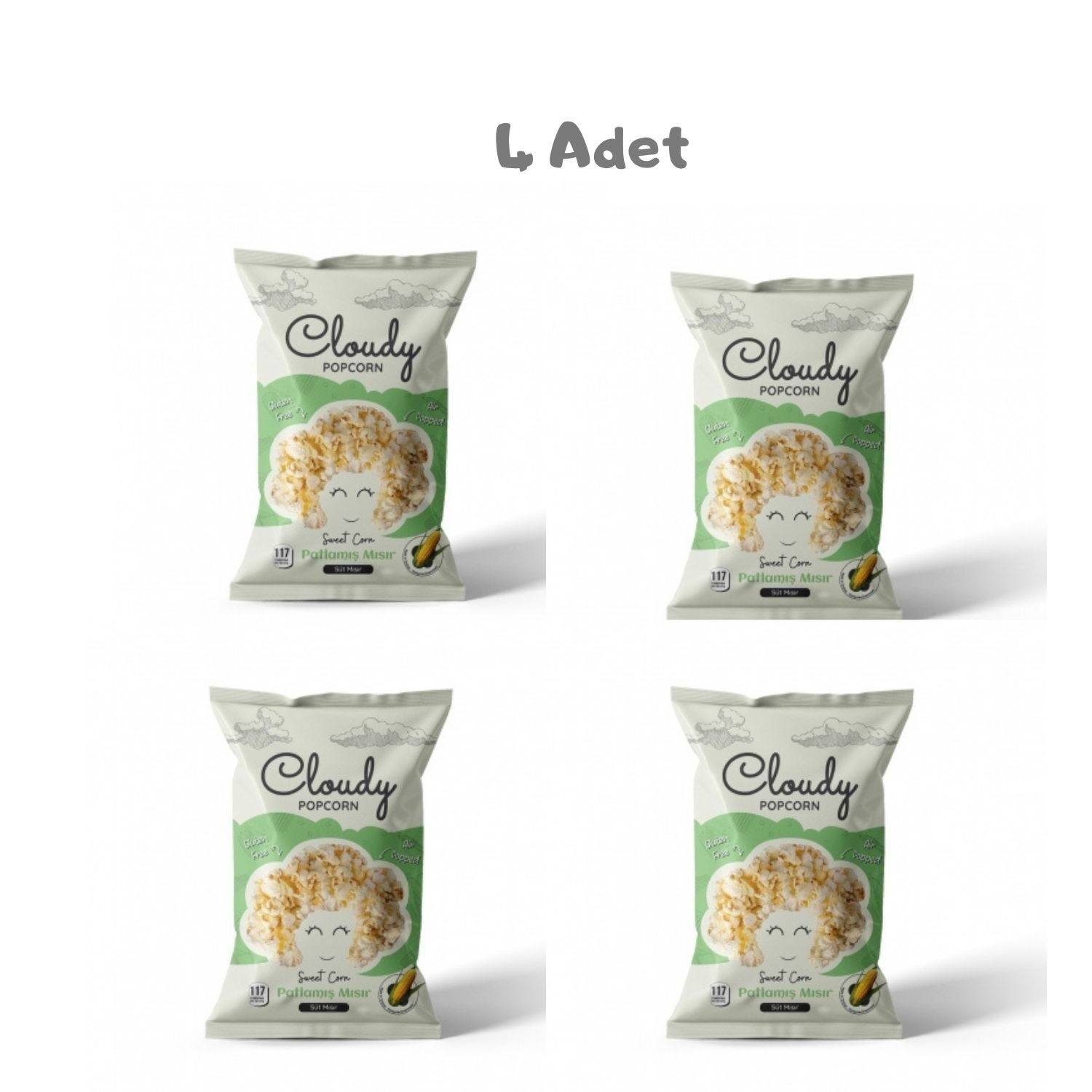 Cloudy Süt Mısır Popcorn (40 Gr) 4 Adet
