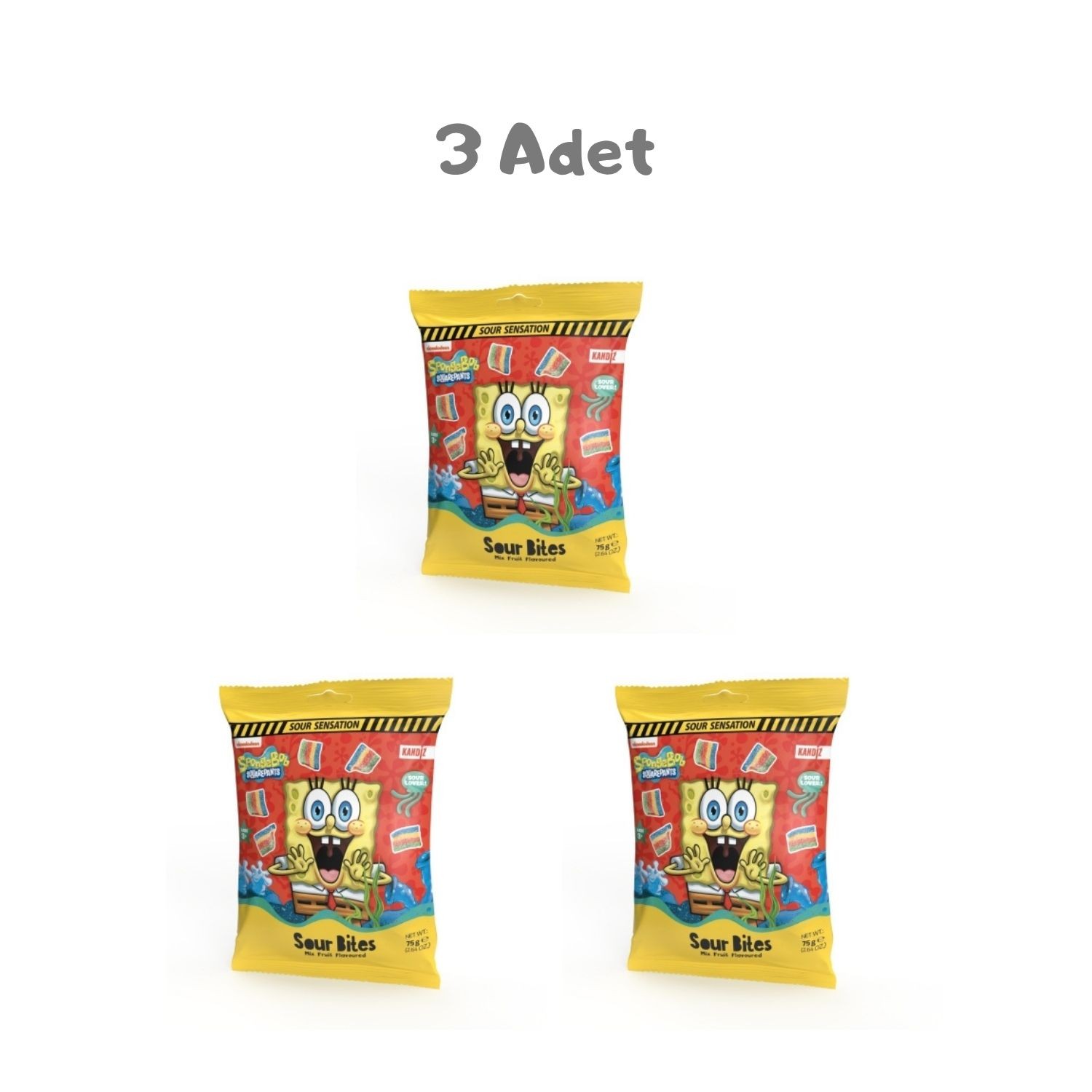 Sparkles Sour Bites Spongebob 75g 3 Adet