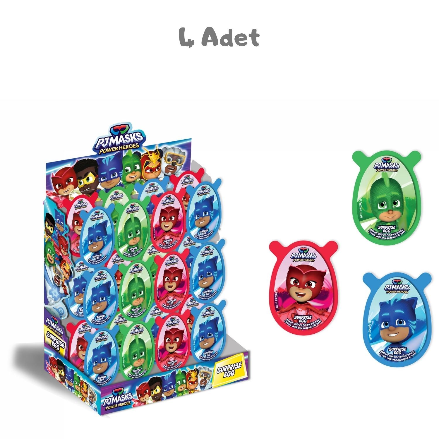 Pj Masks Oyuncaklı Sürpriz Pvc Yumurta (17,50 Gr) 4 Adet
