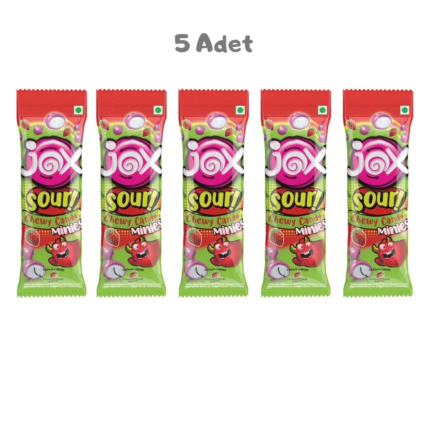 Minies Ekşi Çilek Çiğnenebilir Şekerleme 10 Gr. 5 Adet