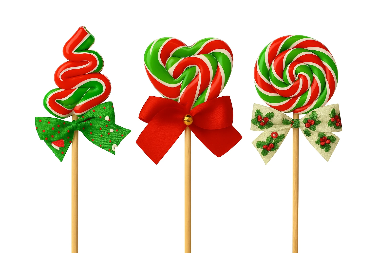 CandyZoo Kalp-Daire-Çam Lolipop Yılbaşı Süslü Şeker 40-45 Gr. 3 Adet