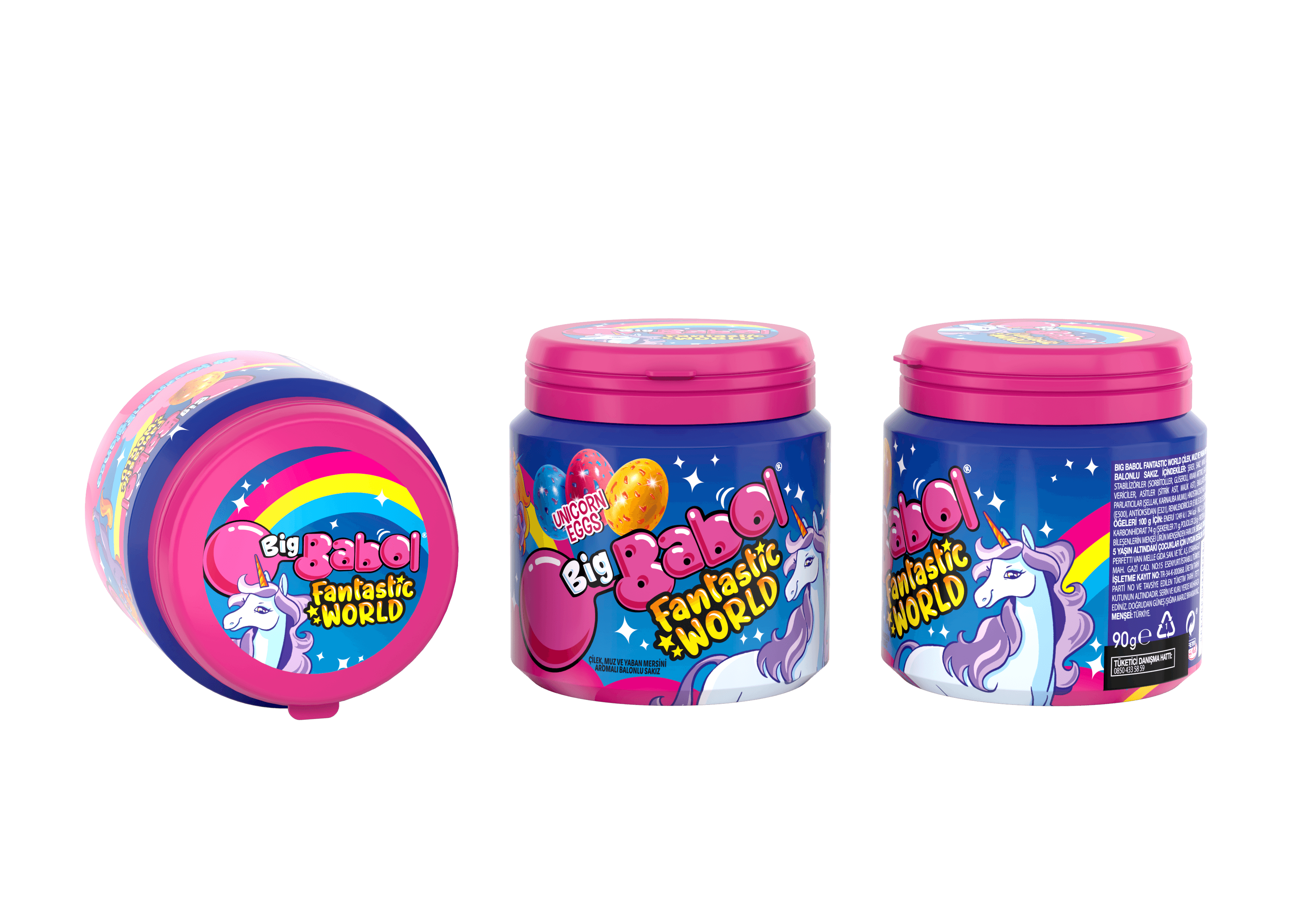 Big Babol Fantastic World Unicorn Eggs Çilek ve Muz Aromalı Kutu Sakız (90 Gr)