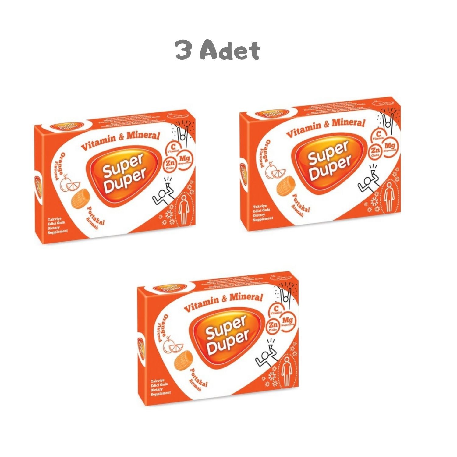 Super Duper Portakal Vitamin Mineral Bonbon 4 Gr X 14 Adet - 3 Adet