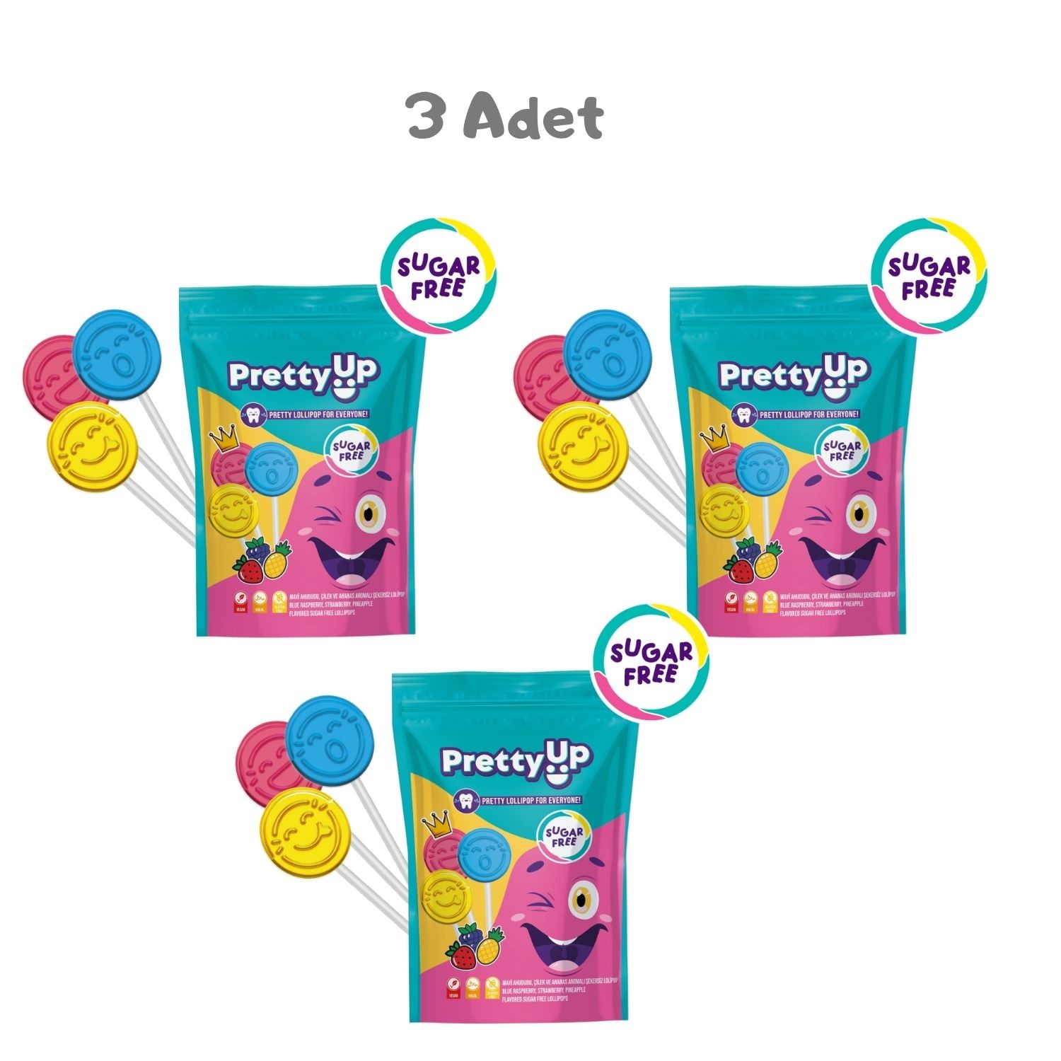 Pretty Up Flat Lolipop 3 Adet