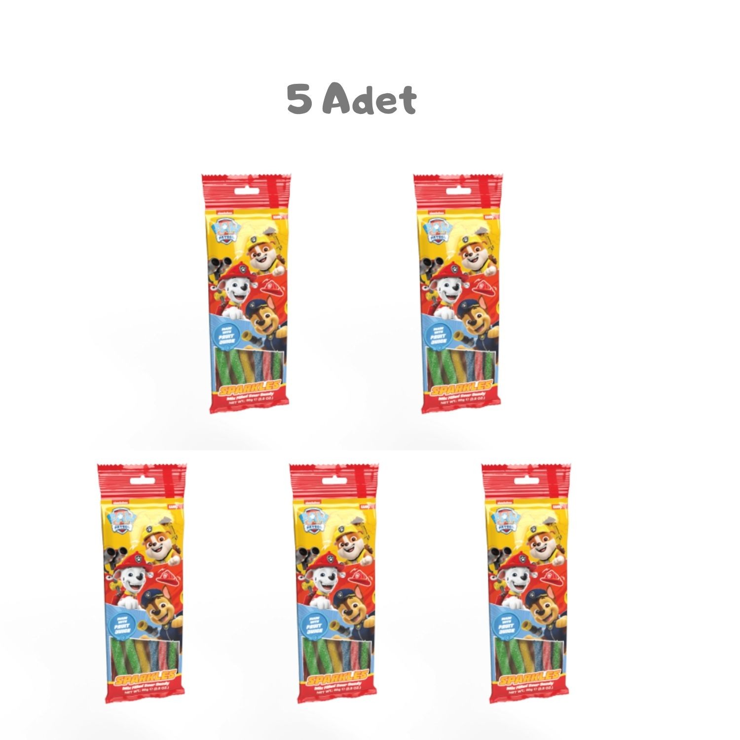 Nickelodeon Paw Petrol Sparkles Candy Meyveli Yumuşak Şeker (80 Gr) 5 Adet