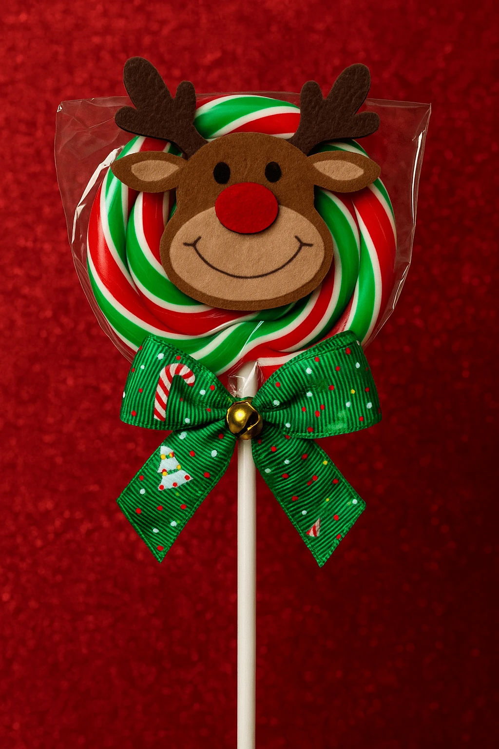 CandyZoo Yuvarlak Büyük Lolipop Yılbaşı Süslü Figürlü Şeker 60-70 Gr. 1 Adet