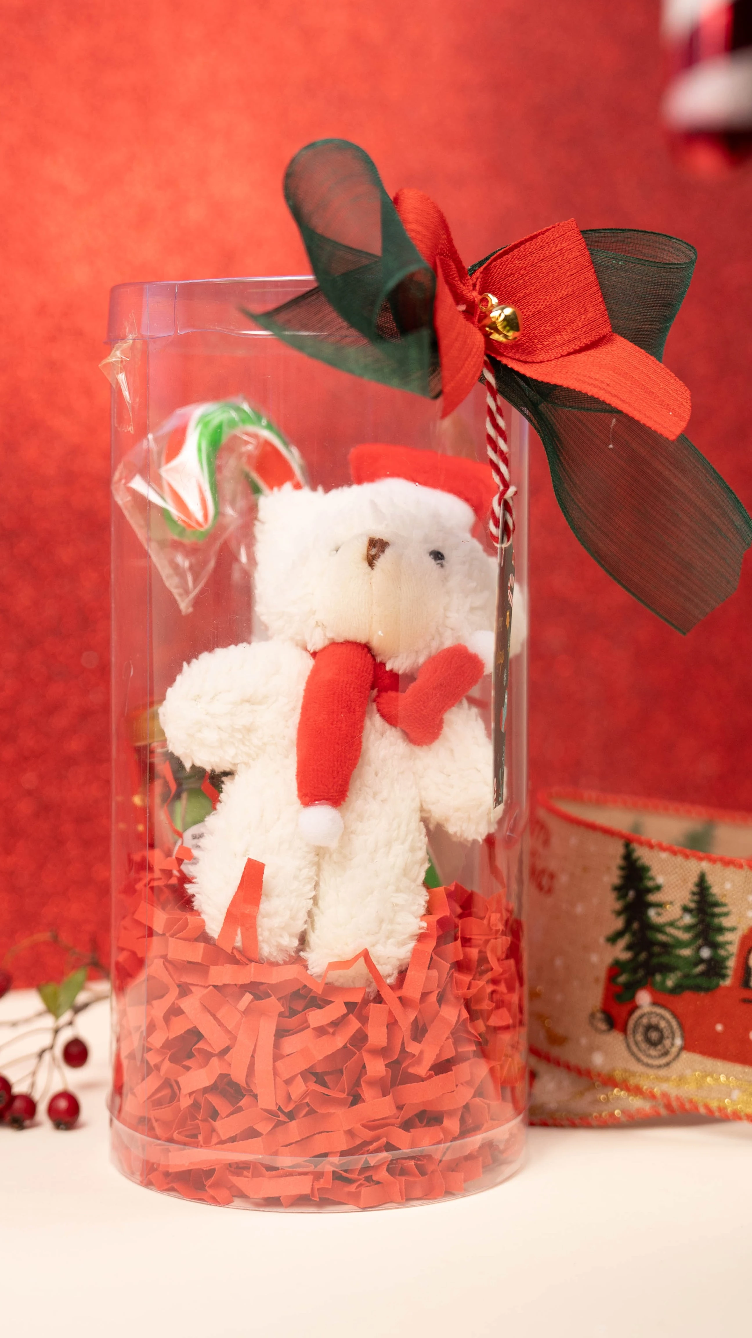 CandyZoo Ayıcık Hediyeli Silindir Hediye Kutusu Şeker Yılbaşı