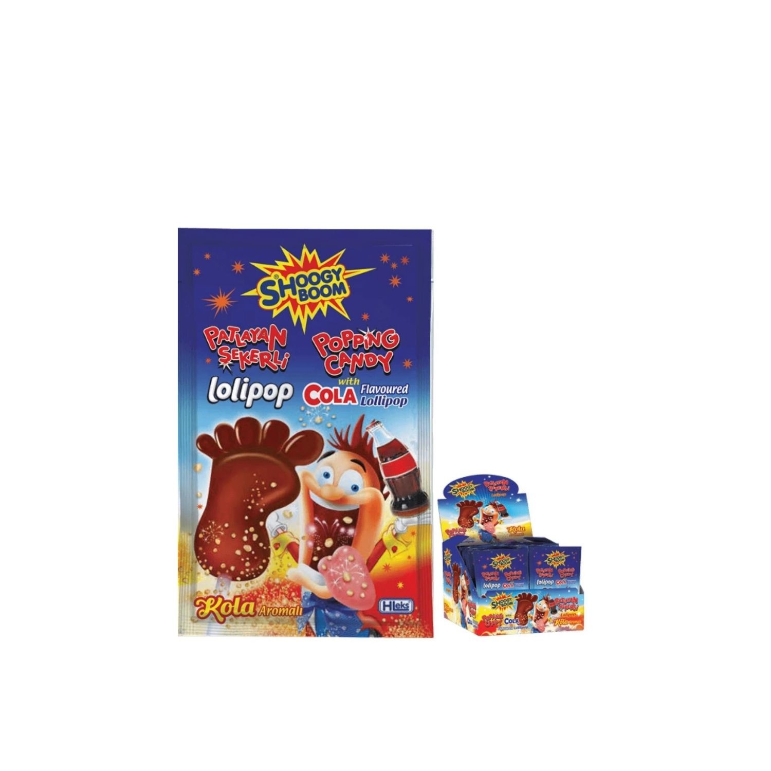 Shoogy Boom Patlayan Şekerli Ayak Lolipop Kola Aromalı (12 Gr) 1 Adet
