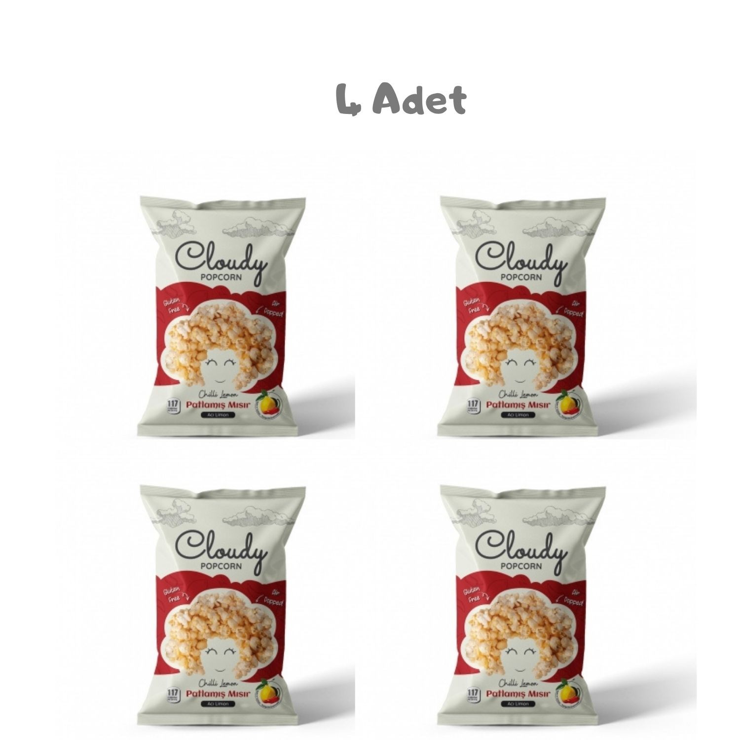 Cloudy Acı Limon Popcorn (40 Gr) 4 Adet