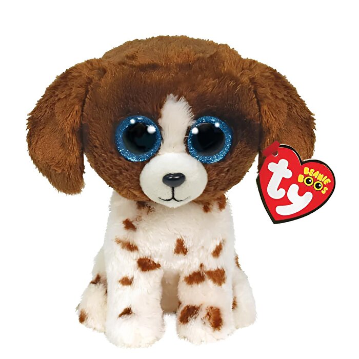 TY Beanie Boos Muddles - Kahverengi Beyaz Köpek Peluş Oyuncak 15 cm