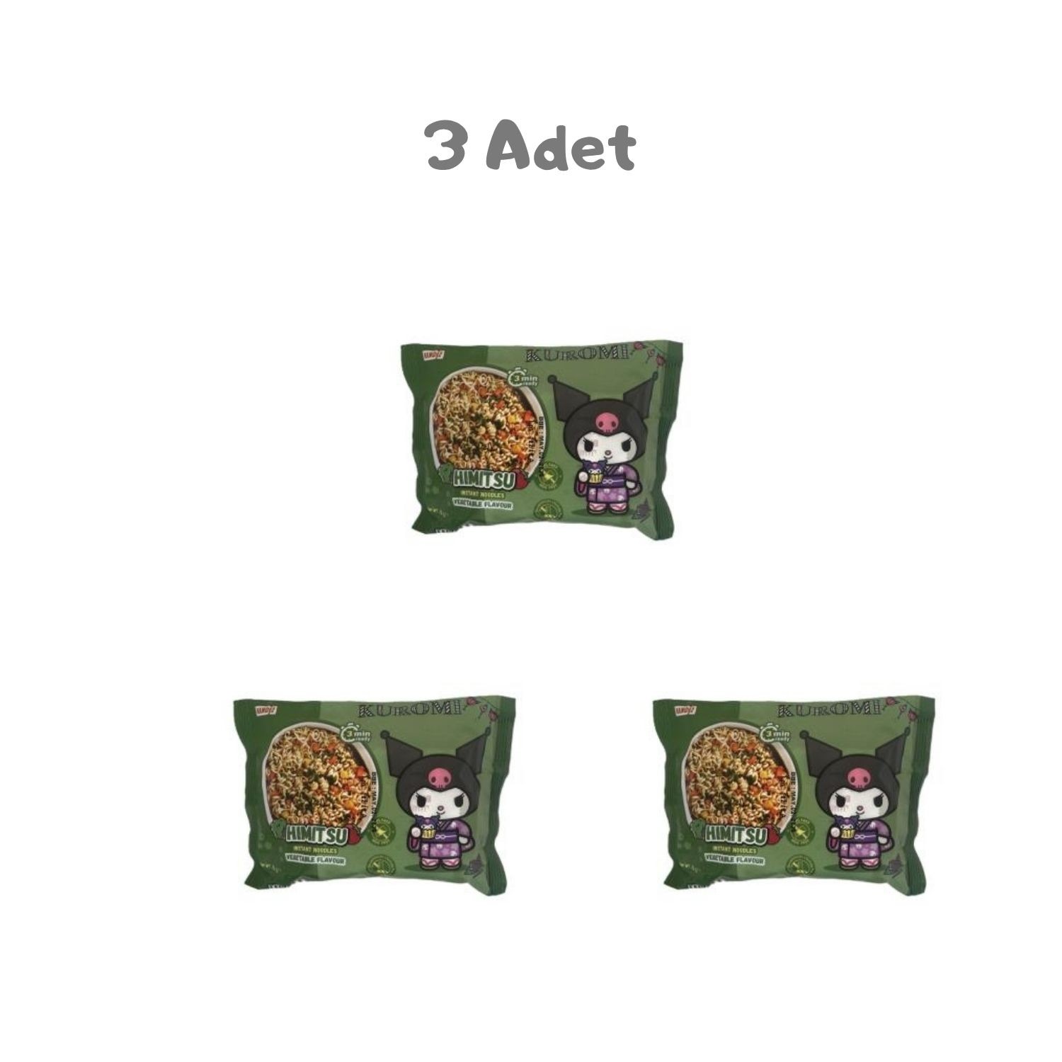 Himitsu Kuromi Noodle Bag Vegetable 75g 3 Adet