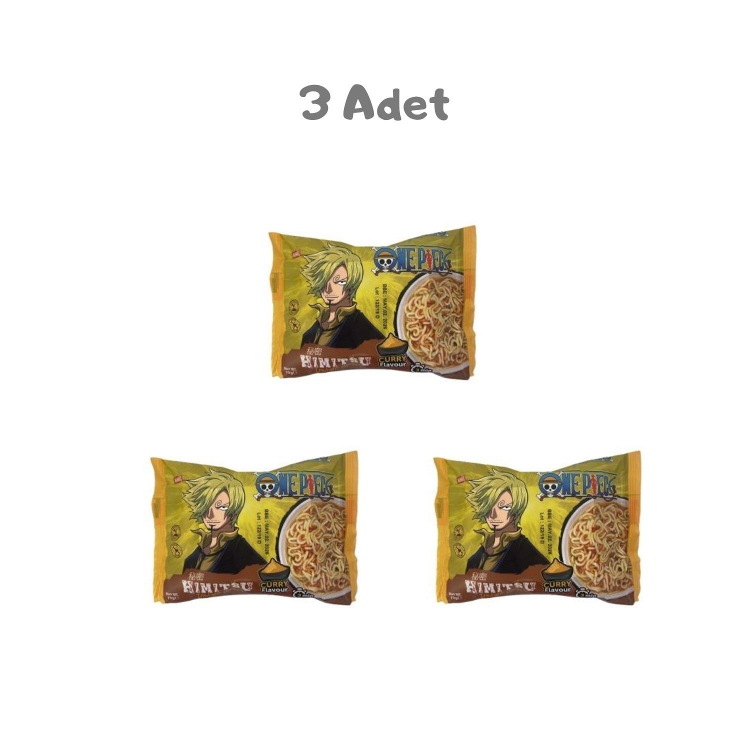 Himitsu One Piece Noodle Bag Curry 75g 3 Adet