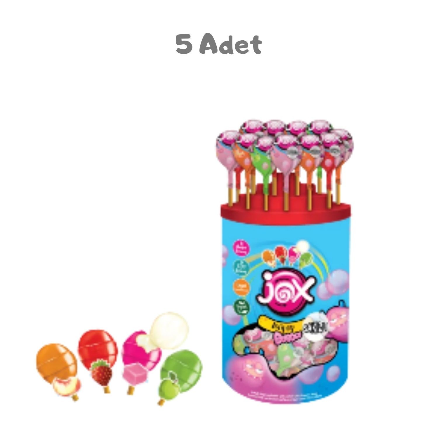 Jox Bubbly Sakızlı Lolipop (5 Adet)