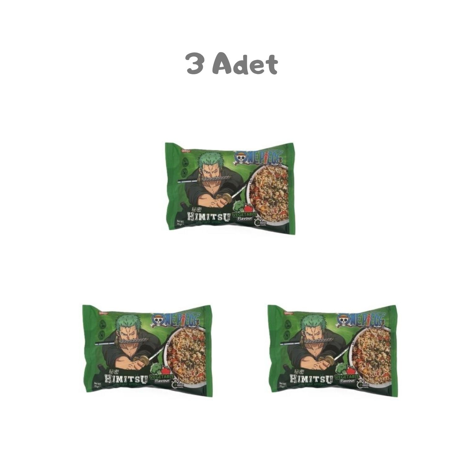 Himitsu One Piece Noodle Bag Vegetable 75g 3 Adet