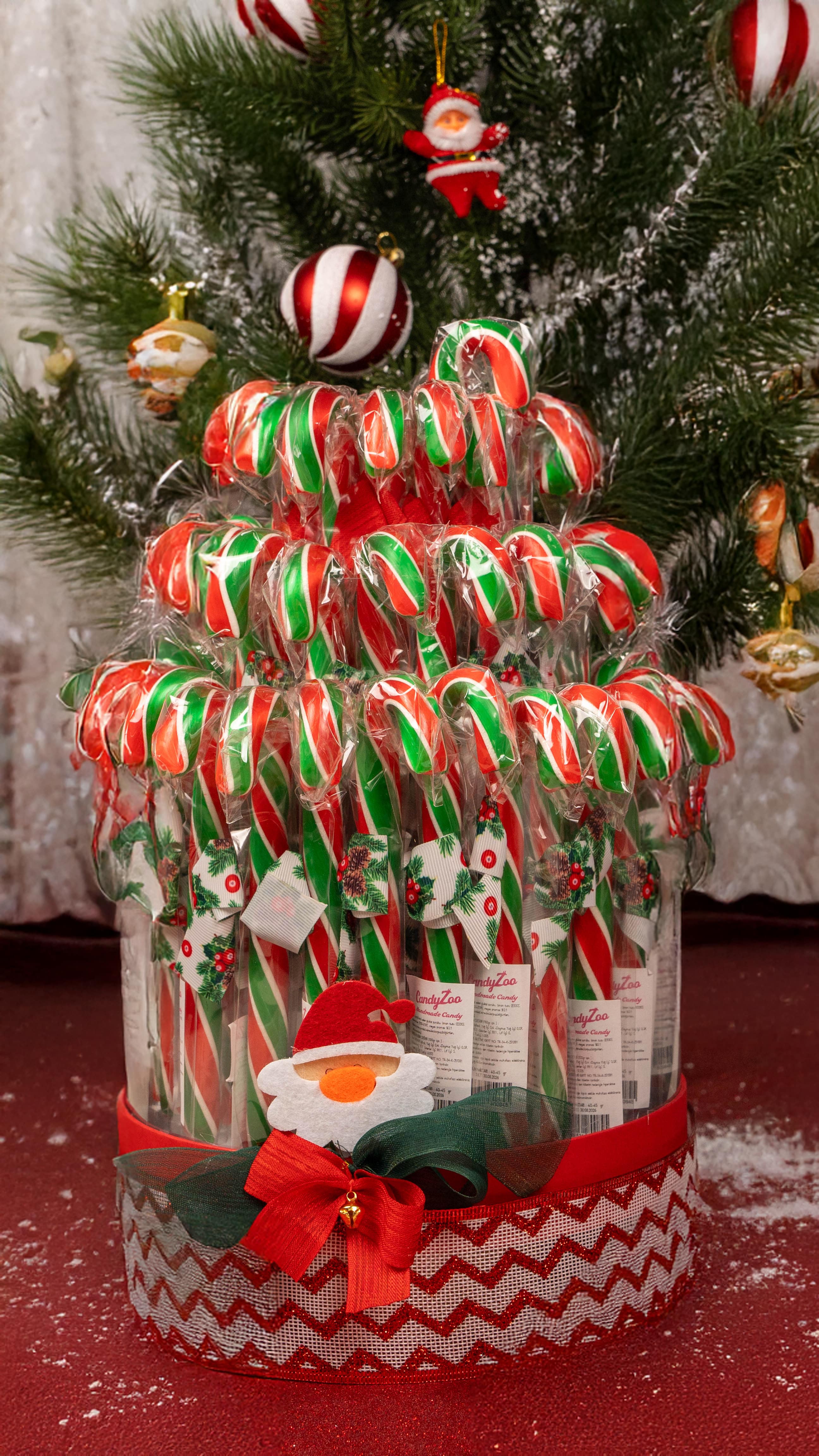 CandyZoo Süslü Yılbaşı Baston Şeker 40-45 Gr. 1 Adet