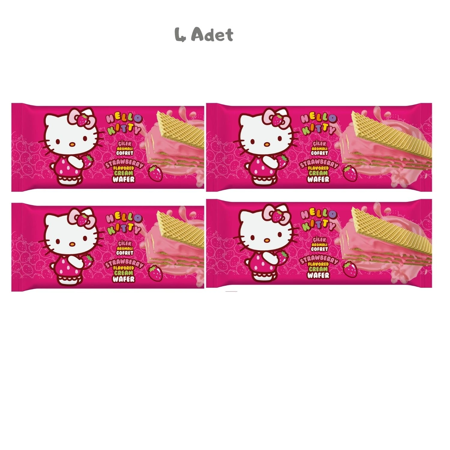 Hello Kitty Çilekli Gofret 100g 4 Adet