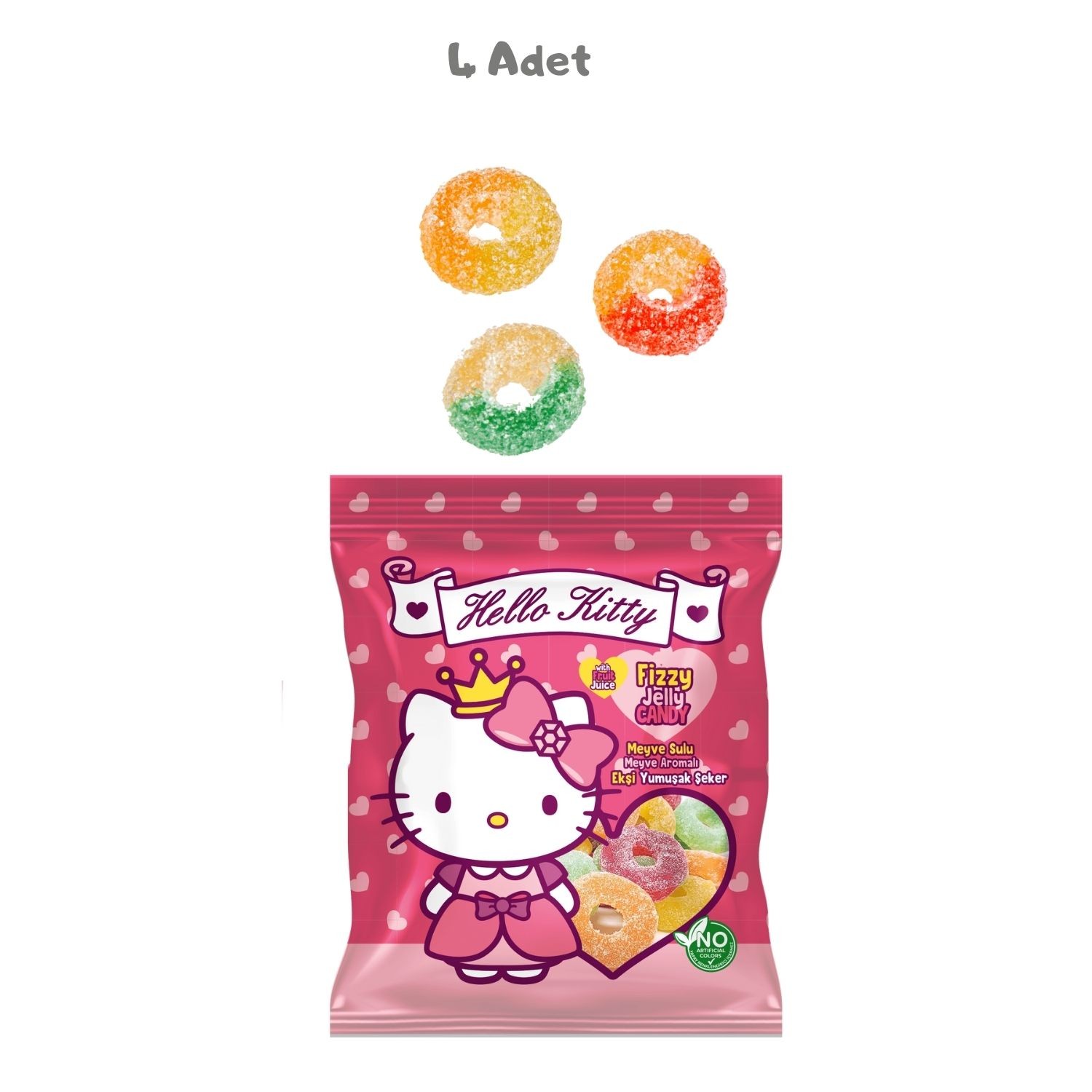 Hello Kitty Halka Meyve Aromalı Yumuşak Şeker 40 Gr. 4 Adet