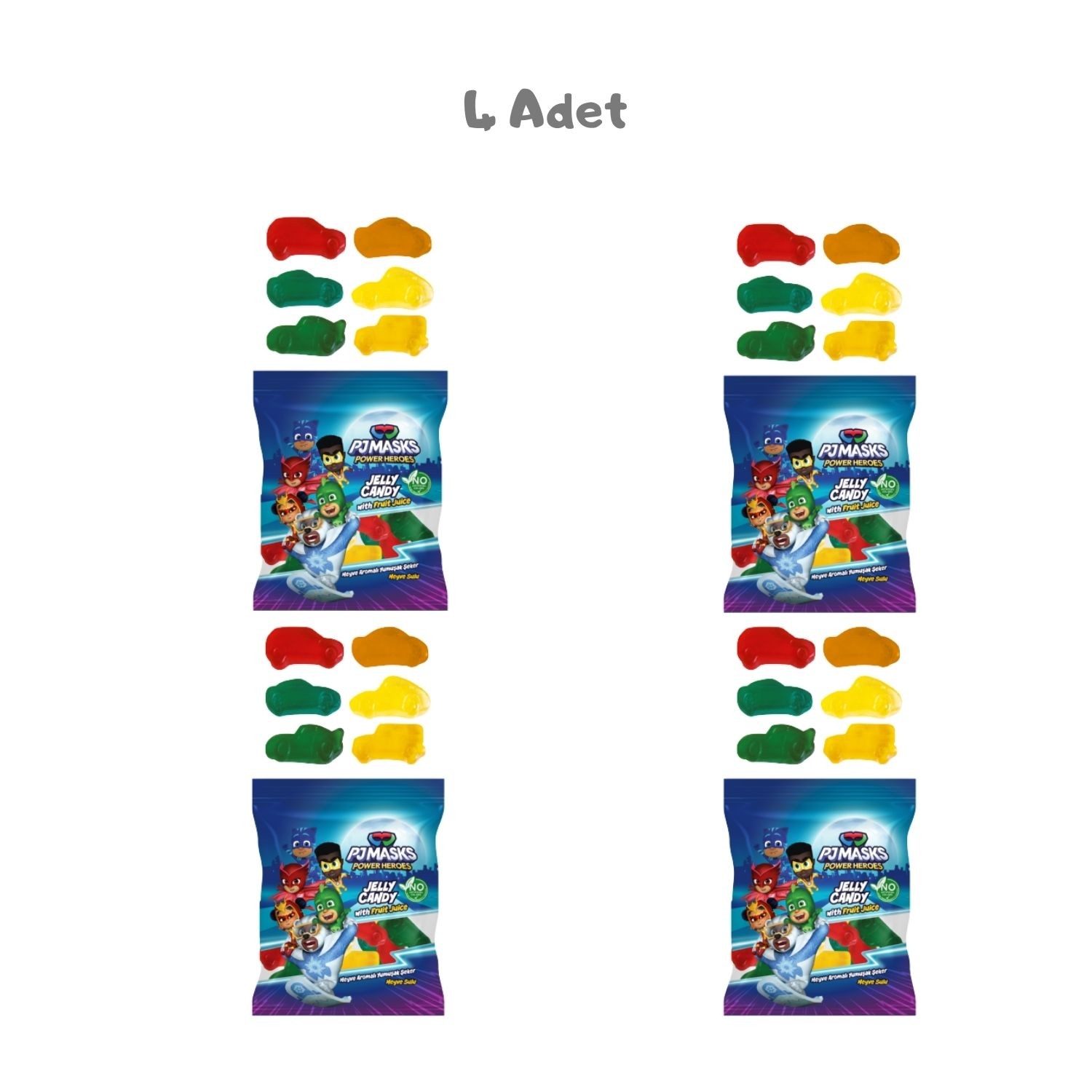 PJ Masks Araba Meyve Aromalı Yumuşak Şeker 80 Gr. 4 Adet