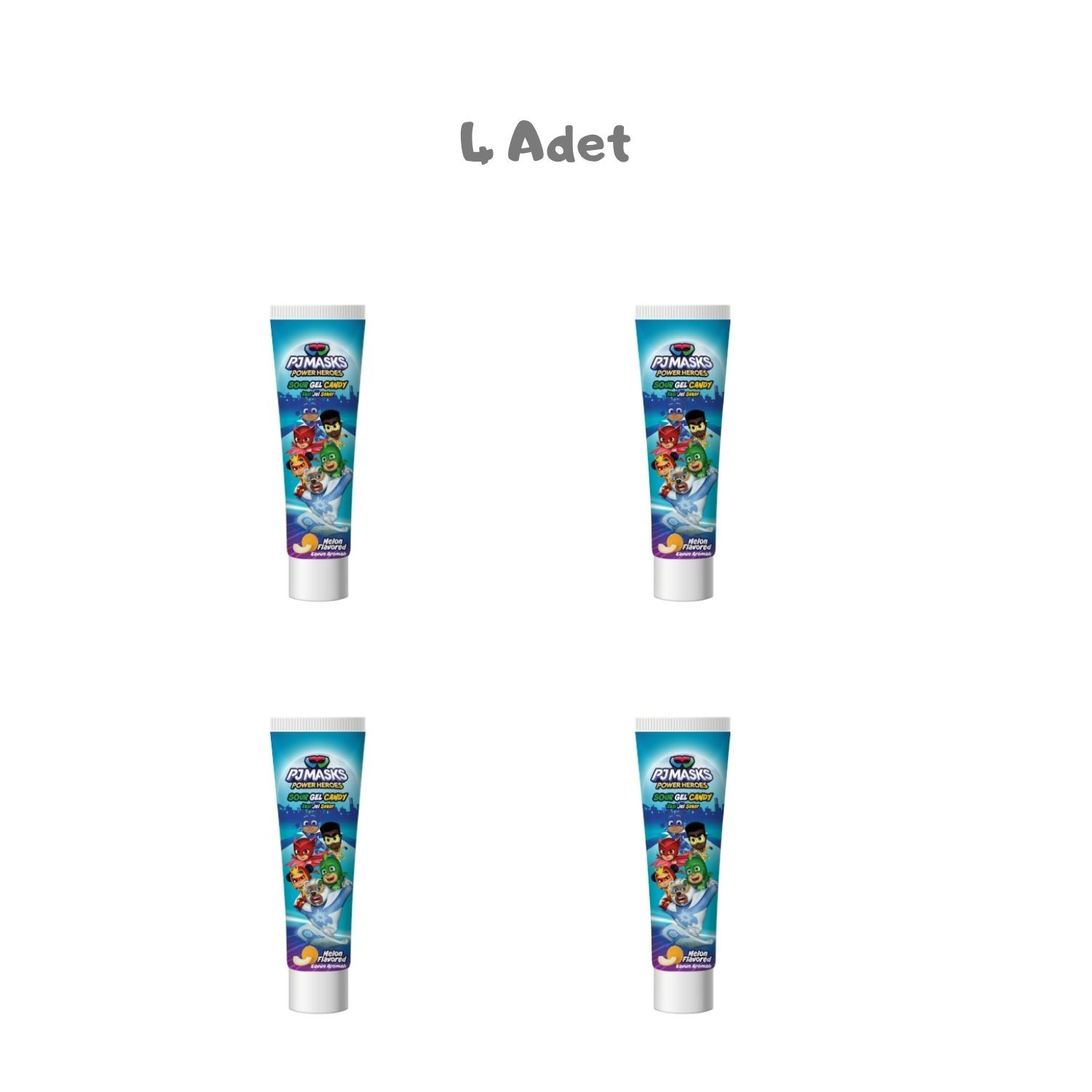 PJ Masks Ekşi Jel Şeker (Tüp) Kavun Aromalı (35 Gr.) 4 Adet