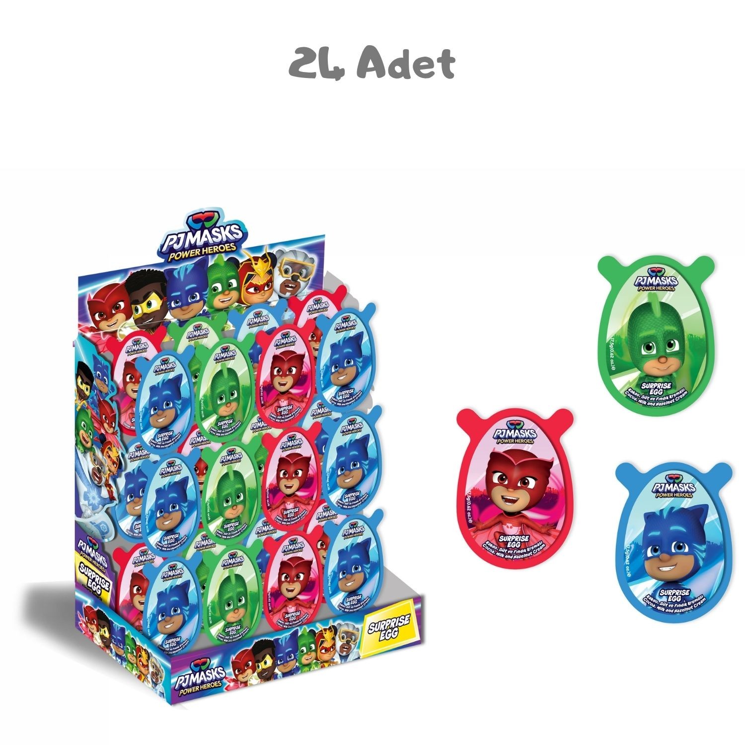 Pj Masks Oyuncaklı Sürpriz Pvc Yumurta (17,50 Gr) 24 Adet