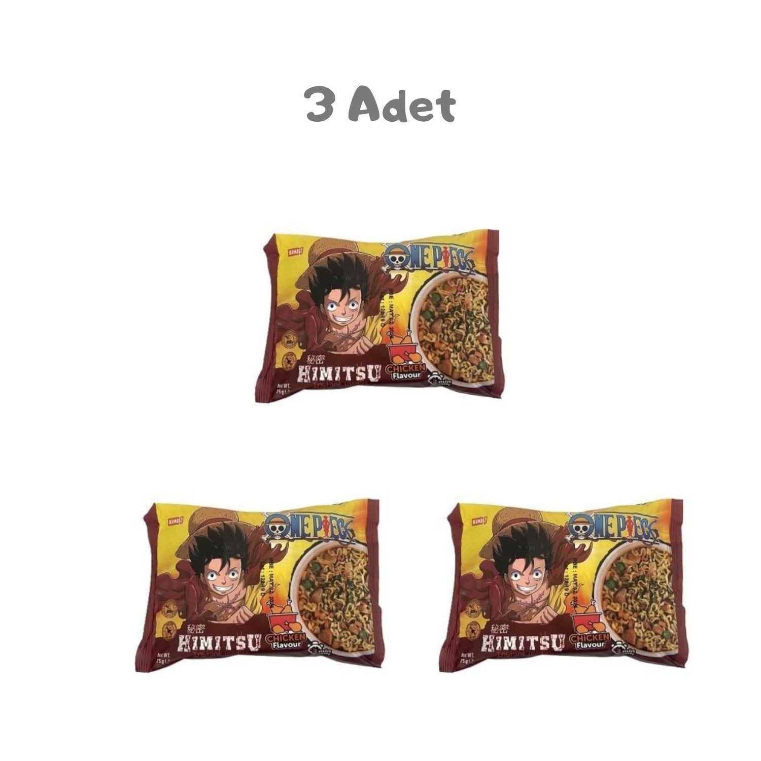 Himitsu One Piece Noodle Bag Chicken 75g 3 Adet