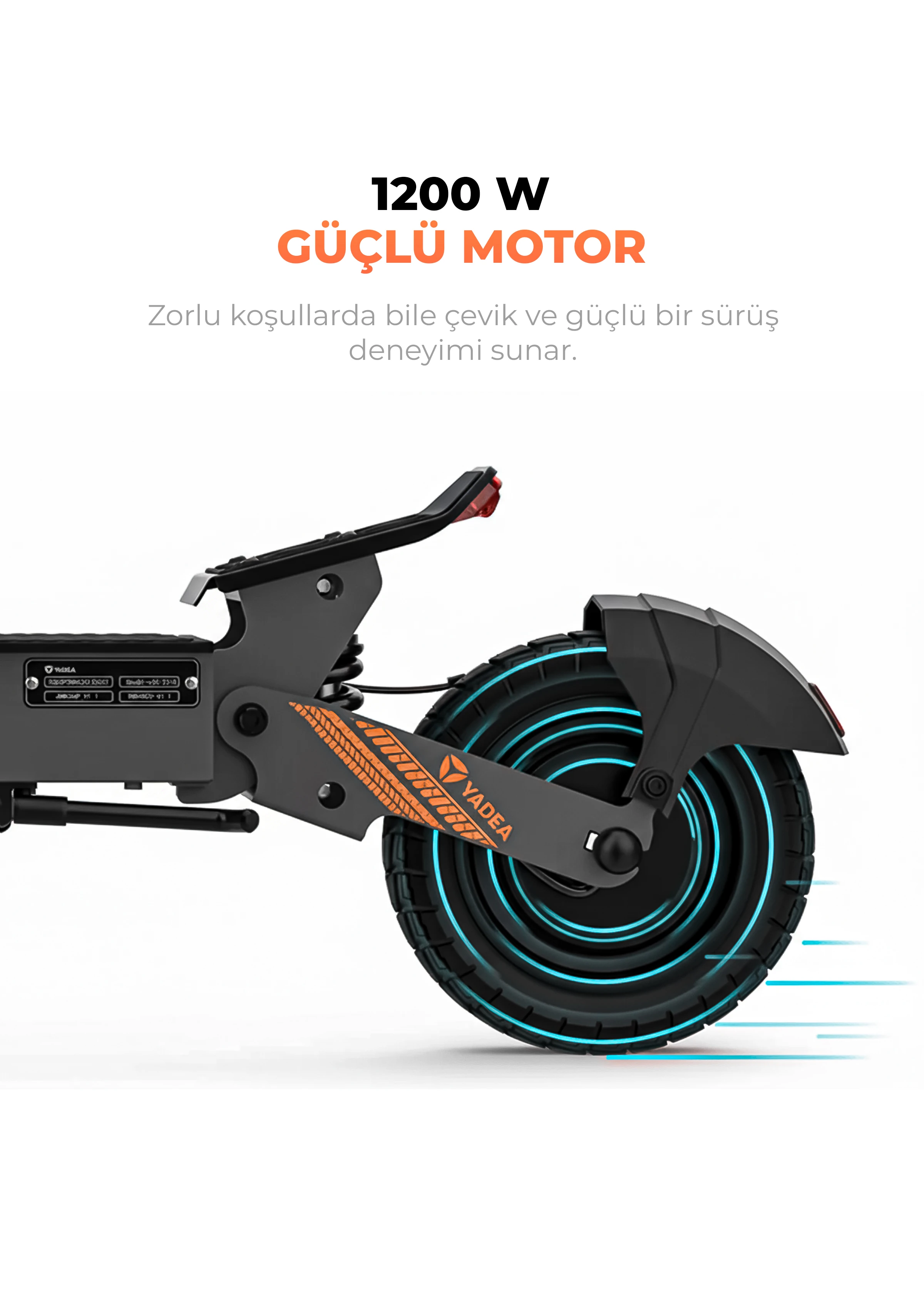 Yadea G10 Elektrikli Scooter 800W-1200W Güç – 50KM Menzil, Dokunmatik Ekran, Çift Süspansiyon