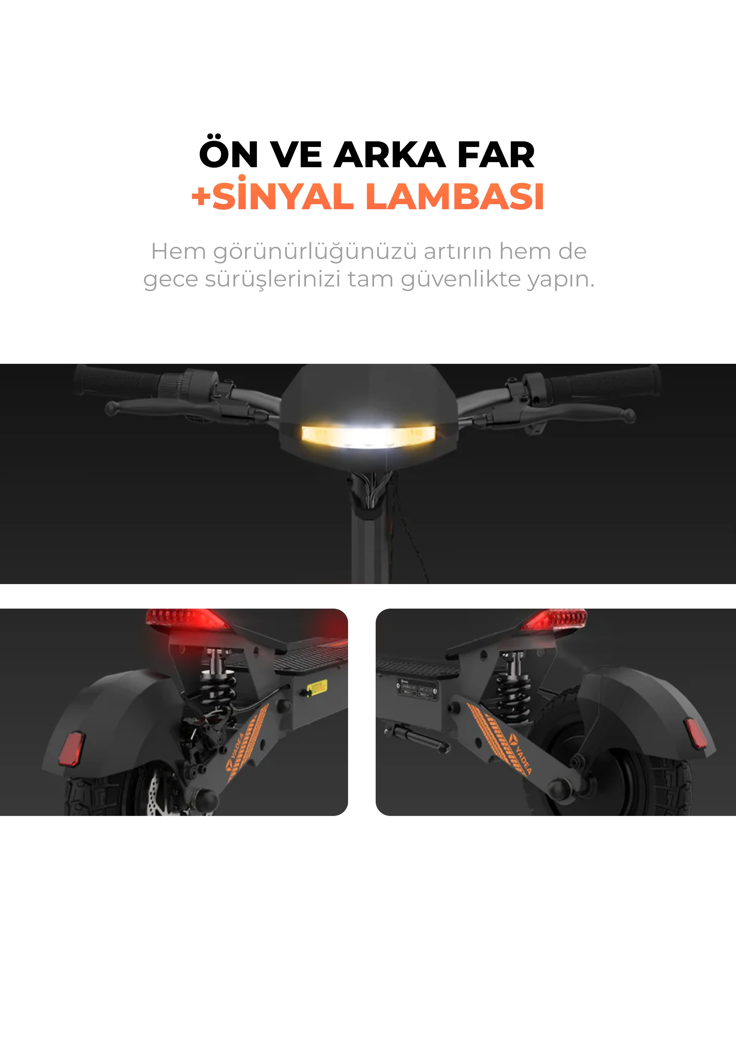 Yadea G10 Elektrikli Scooter 800W-1200W Güç – 50KM Menzil, Dokunmatik Ekran, Çift Süspansiyon