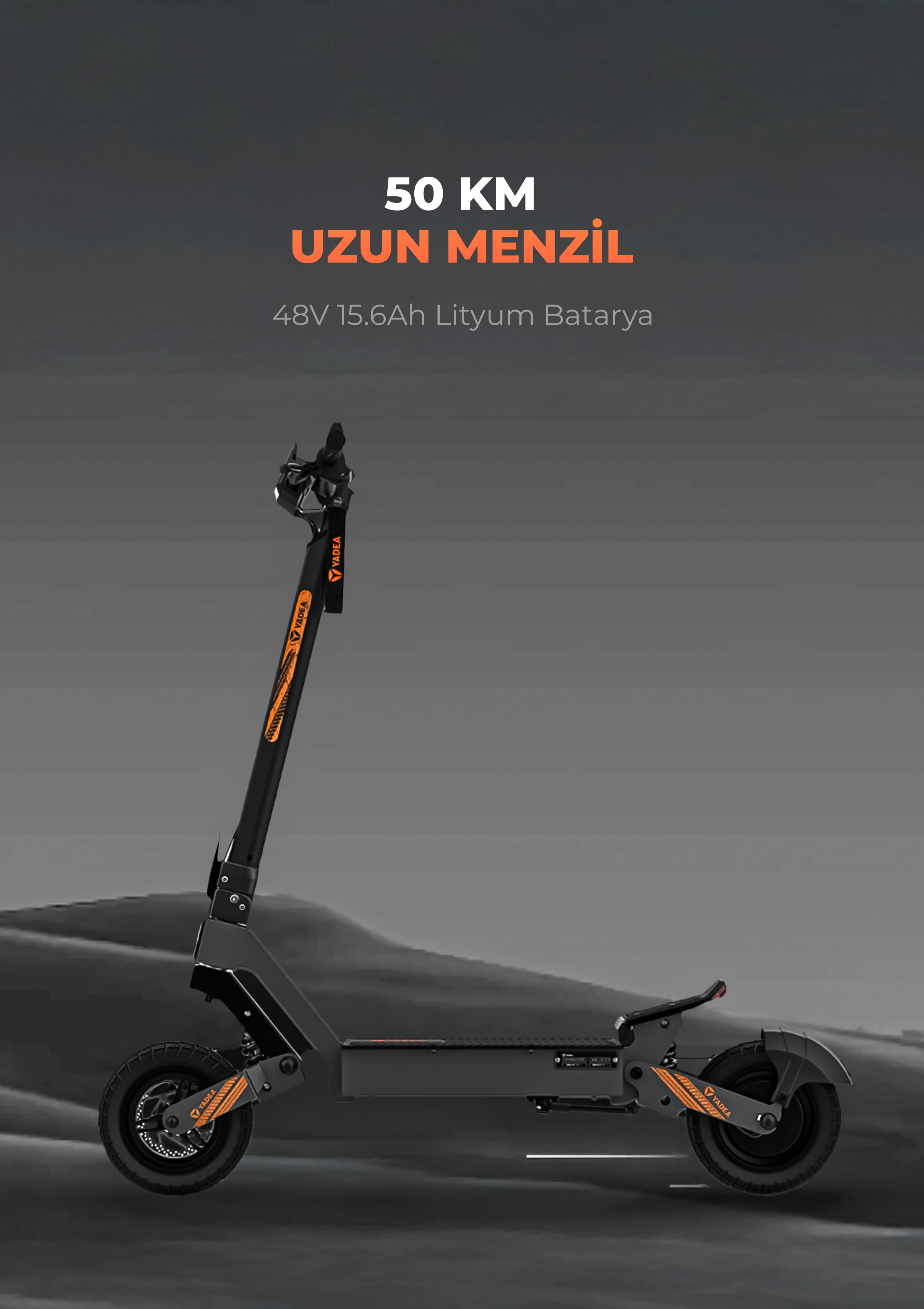 Yadea G10 Elektrikli Scooter 800W-1200W Güç – 50KM Menzil, Dokunmatik Ekran, Çift Süspansiyon