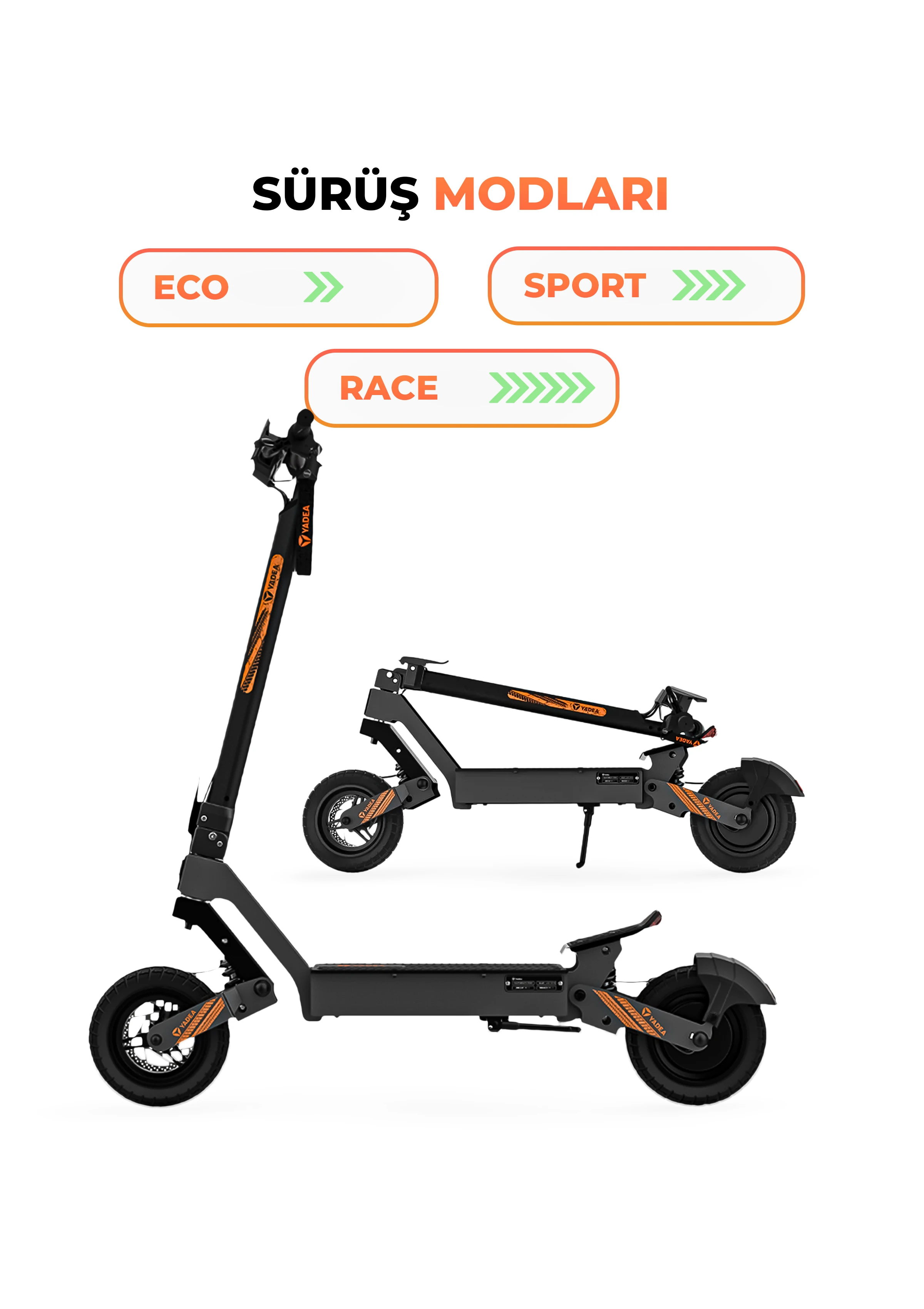 Yadea G10 Elektrikli Scooter 800W-1200W Güç – 50KM Menzil, Dokunmatik Ekran, Çift Süspansiyon
