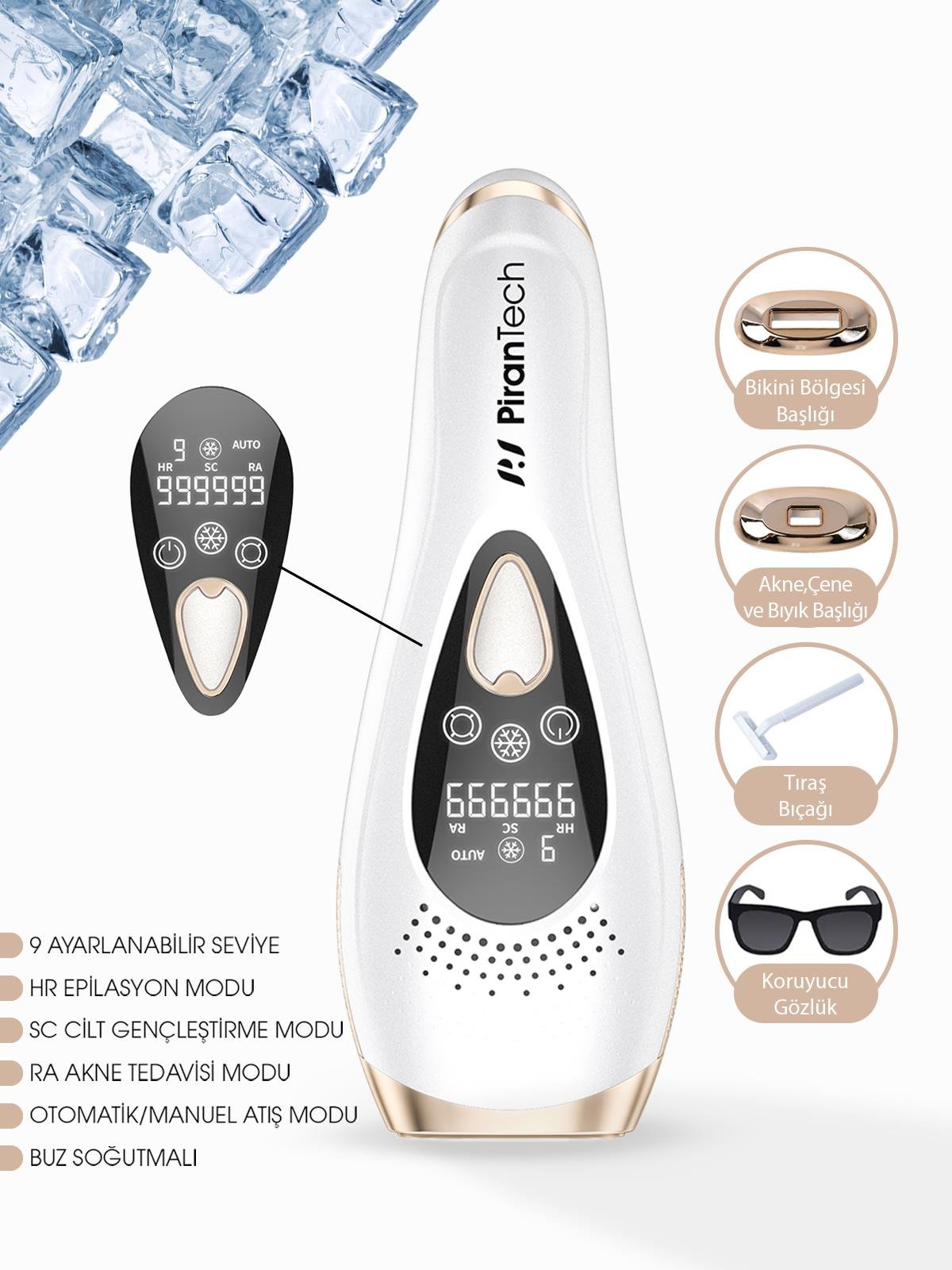 BHRL-10 Lcd Ekranlı 9 Seviyeli Cilt Gençleştirici Buz Lazer Ipl Epilasyon Tüy Alma Aleti